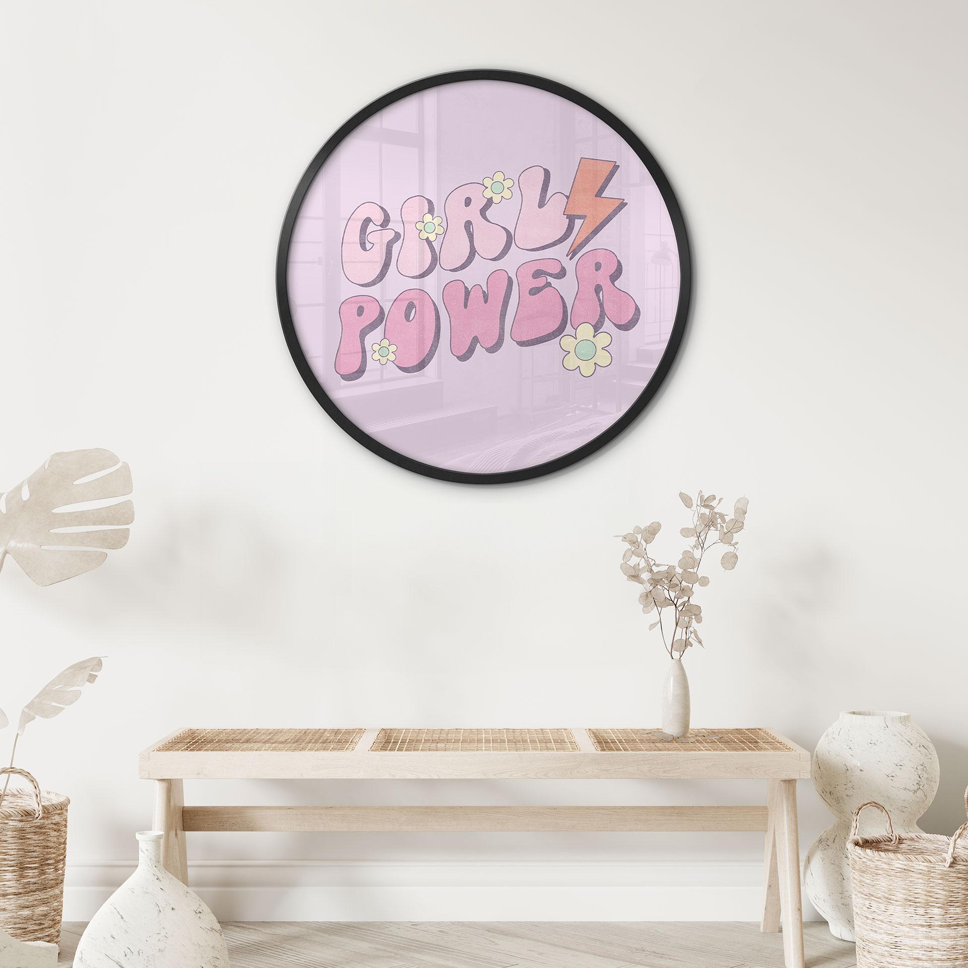 Plakat Girl Power Retro Lettering Purple - Rund