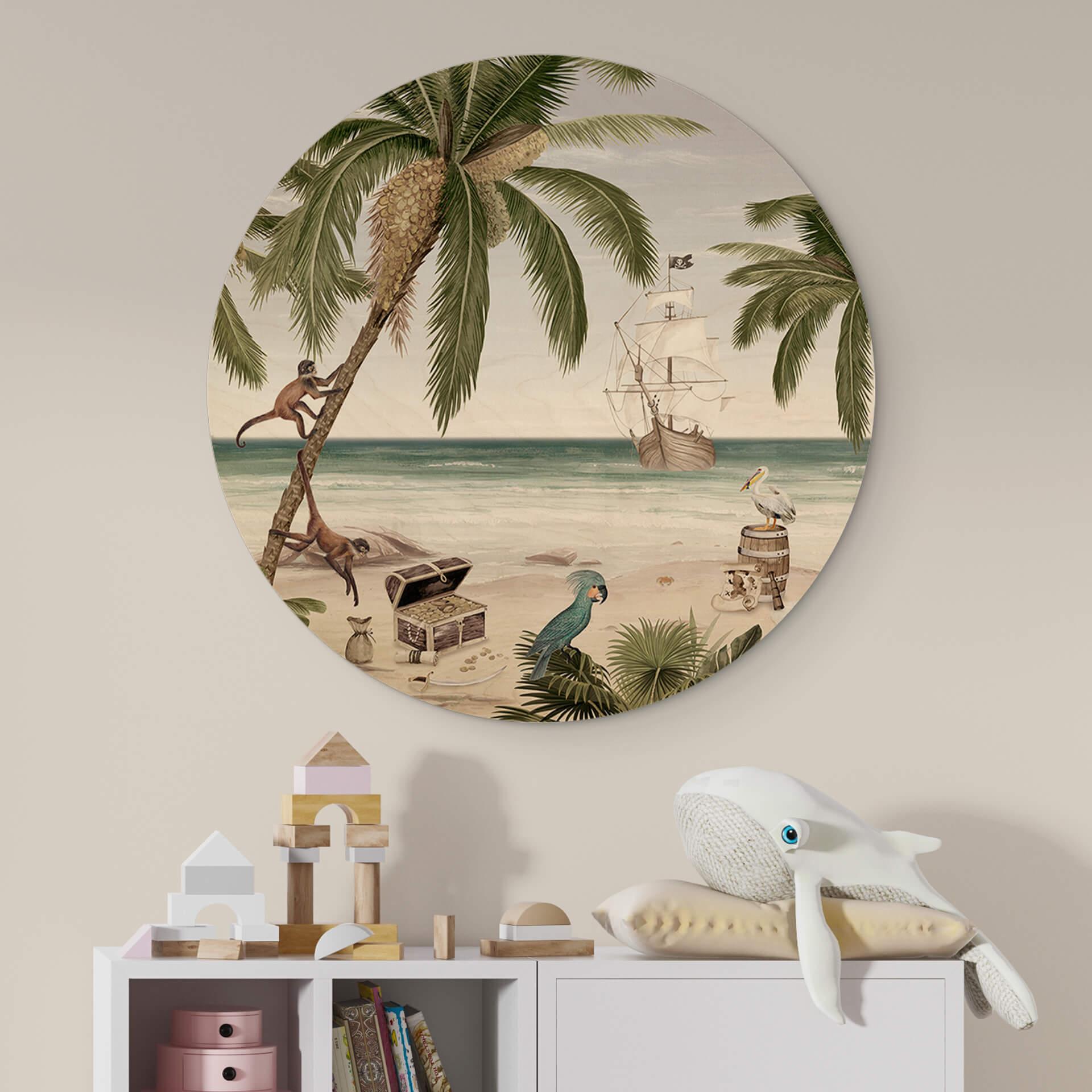 Cuadro de madera para habitación infantil Kikki Belle - Pirate Bay - Redondo