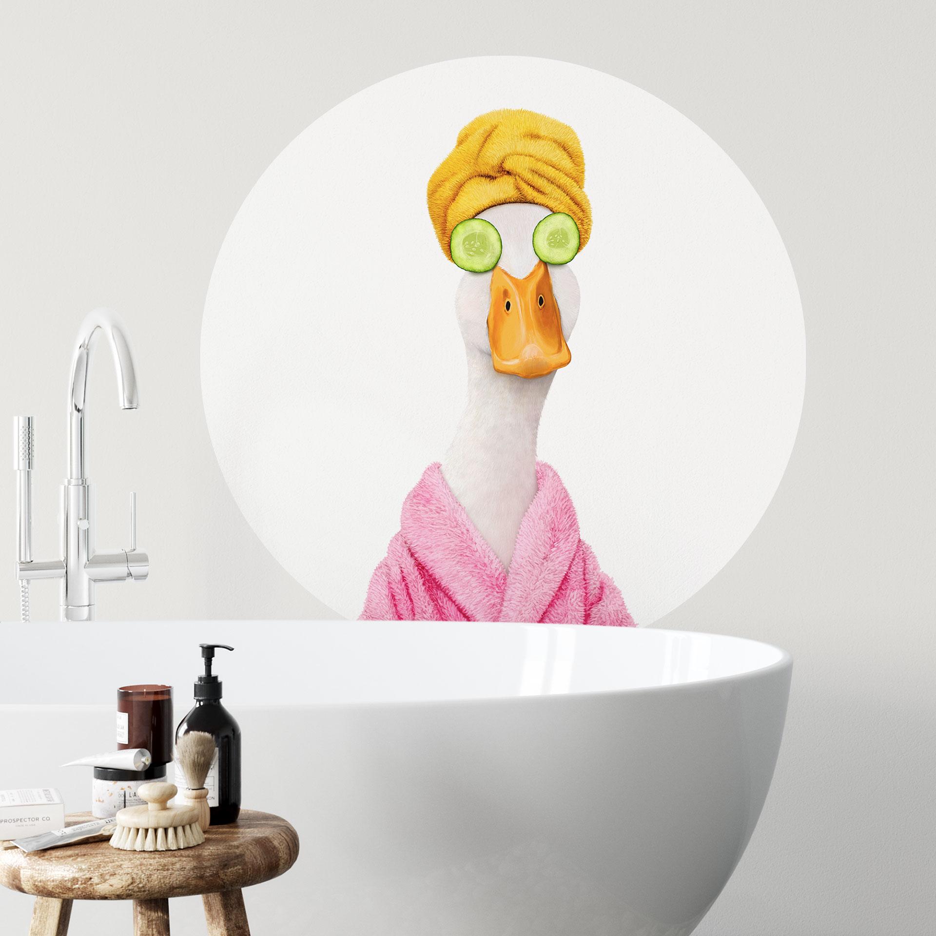 Sticker mural Canard Spa Amusant au Masque de Concombre Rond - Korenkova