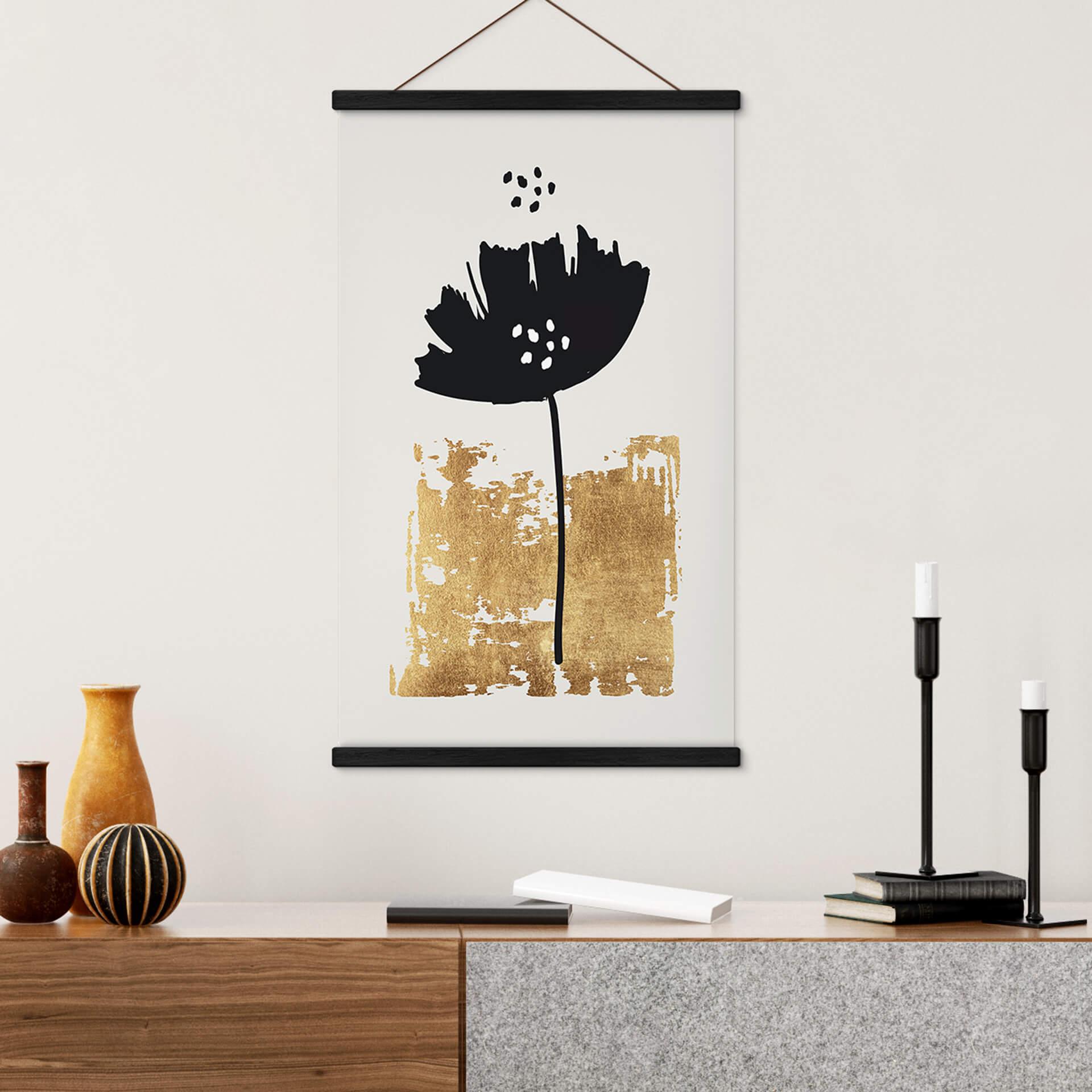 Tekstil plakat Kubistika - Black Flowers