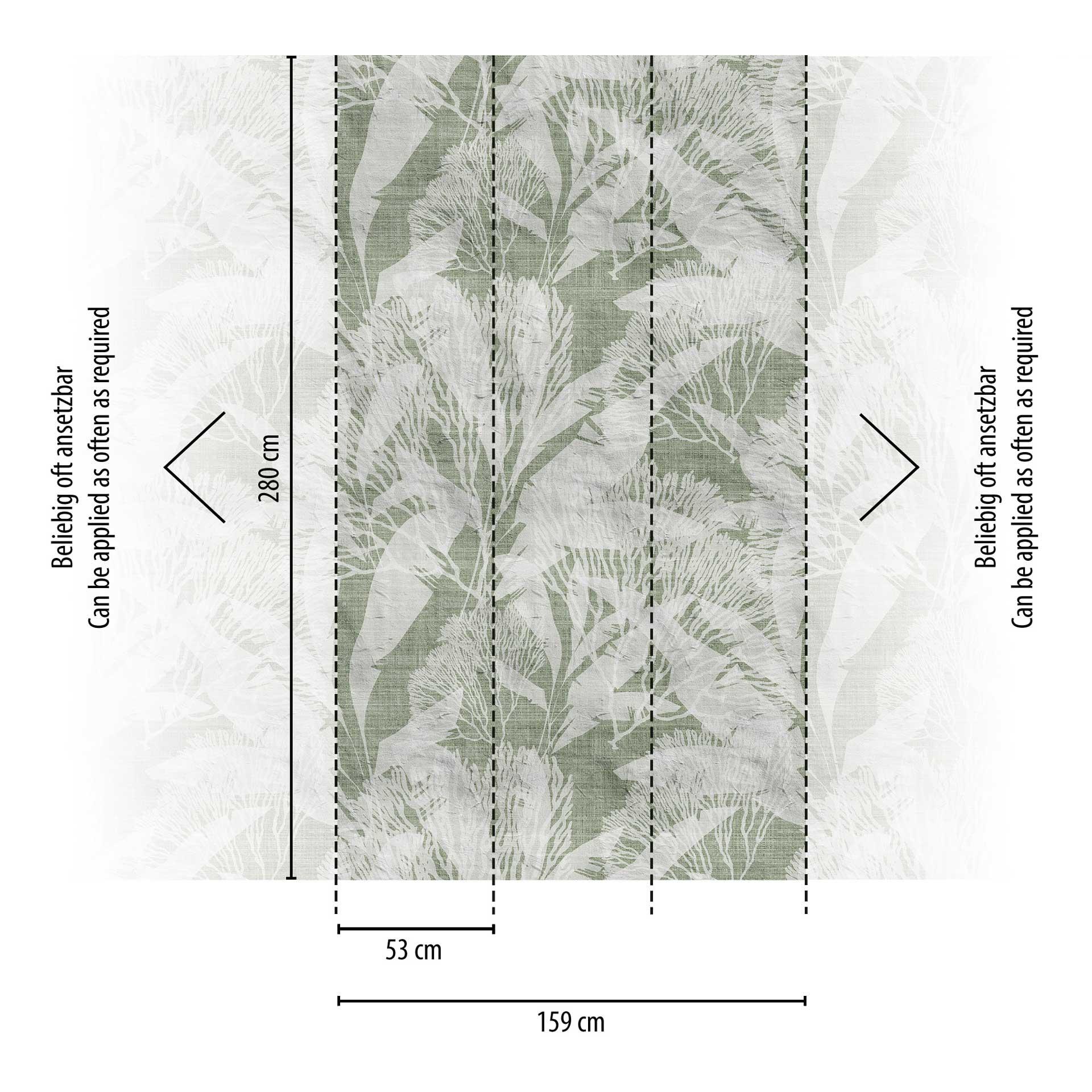Botanisch behang groen wit - vliesbehang met bladmotief voor woonkamer & slaapkamer