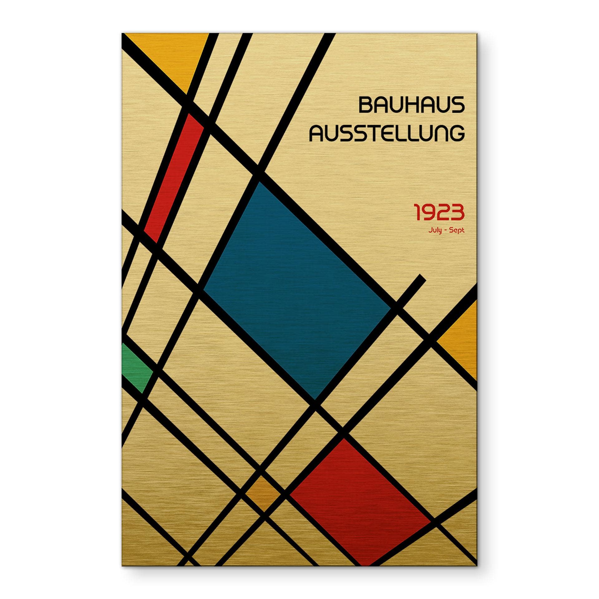 Billede med guldeffekt Retro Bauhaus-udstilling 1923 - Retrodrome – print på aluminium (Alu-Dibond)