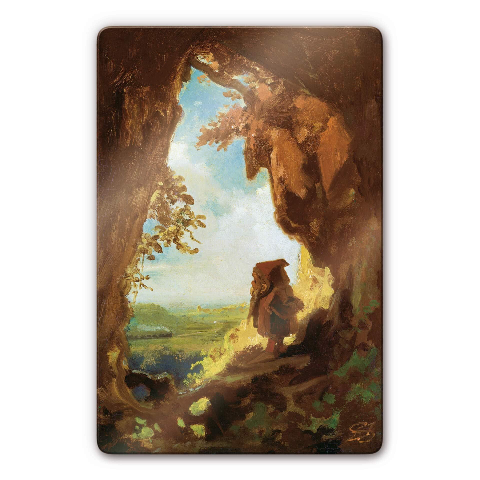 Tableau en verre - Spitzweg - Gnome regardant le train