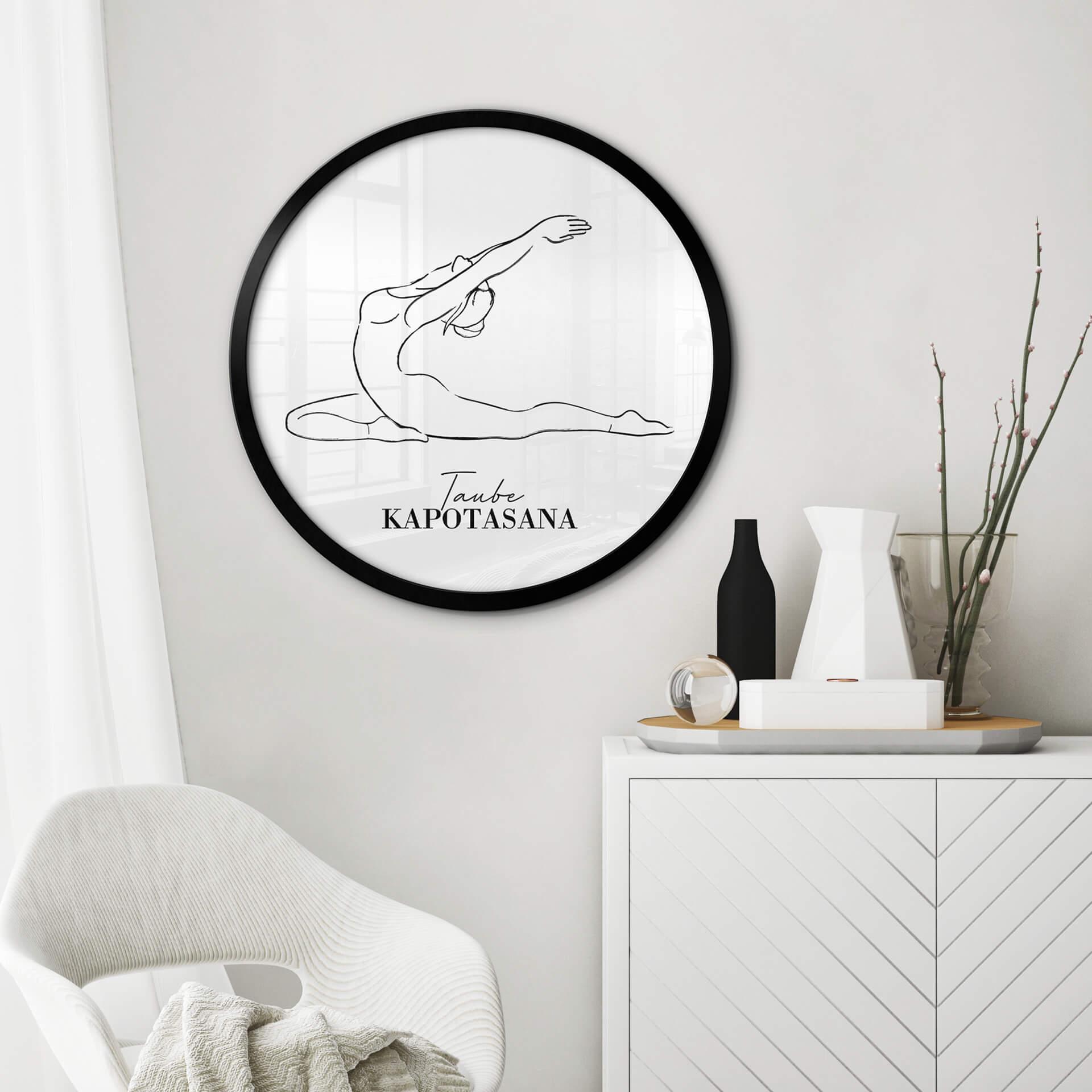 Plakat Joga - Gołąb - Line Art - Okrągły