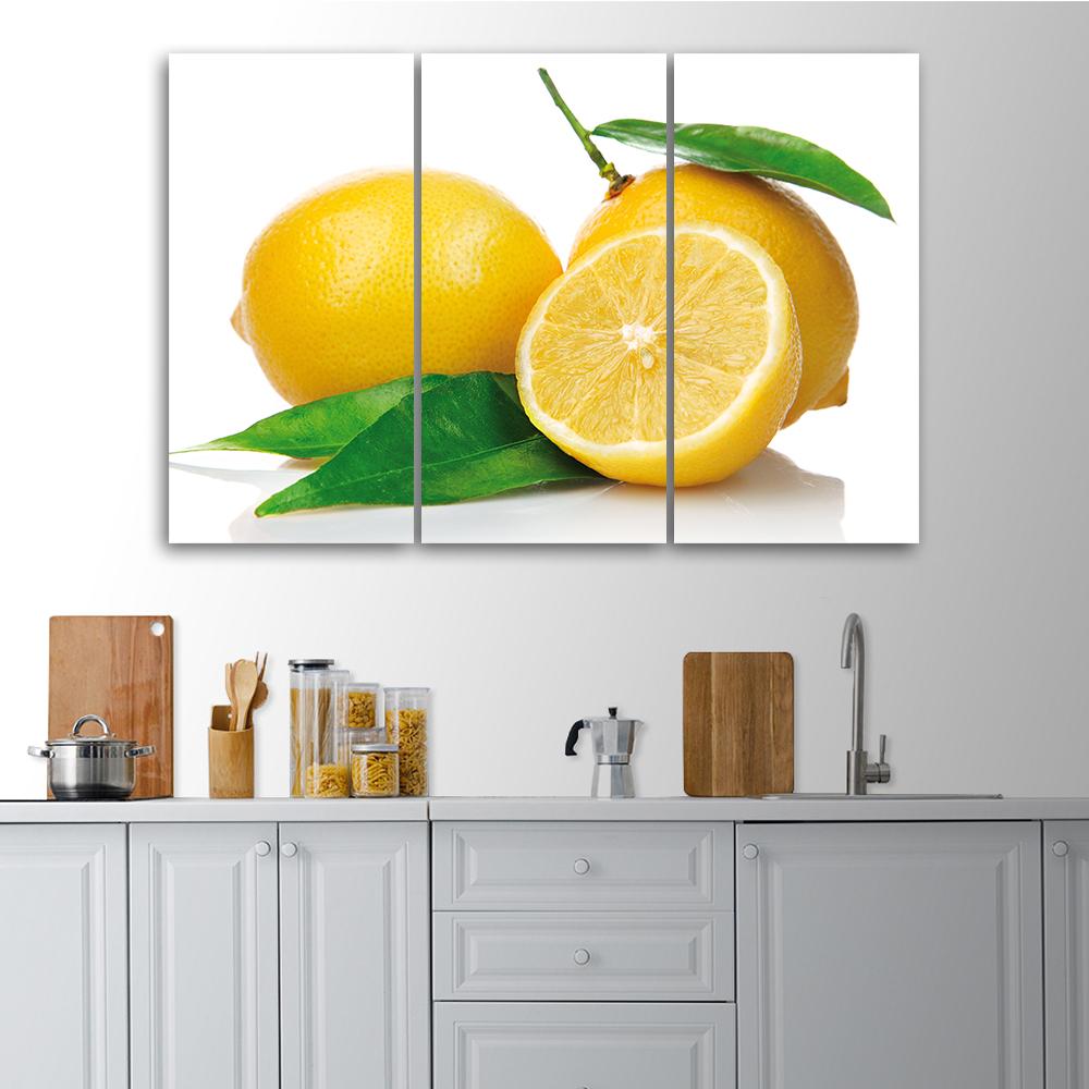 3 stykke lærredsprint, citronfrugt
