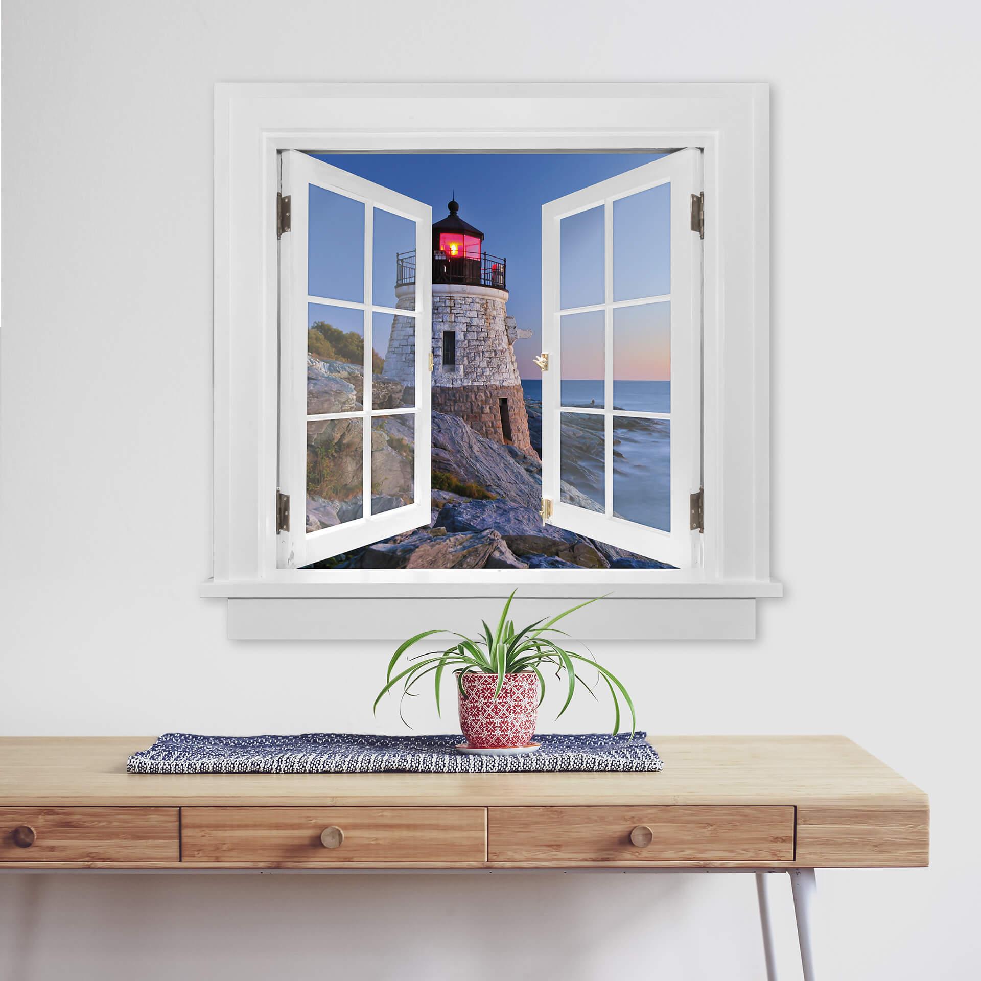 3D Wallsticker vindue firkantet - havudsigt