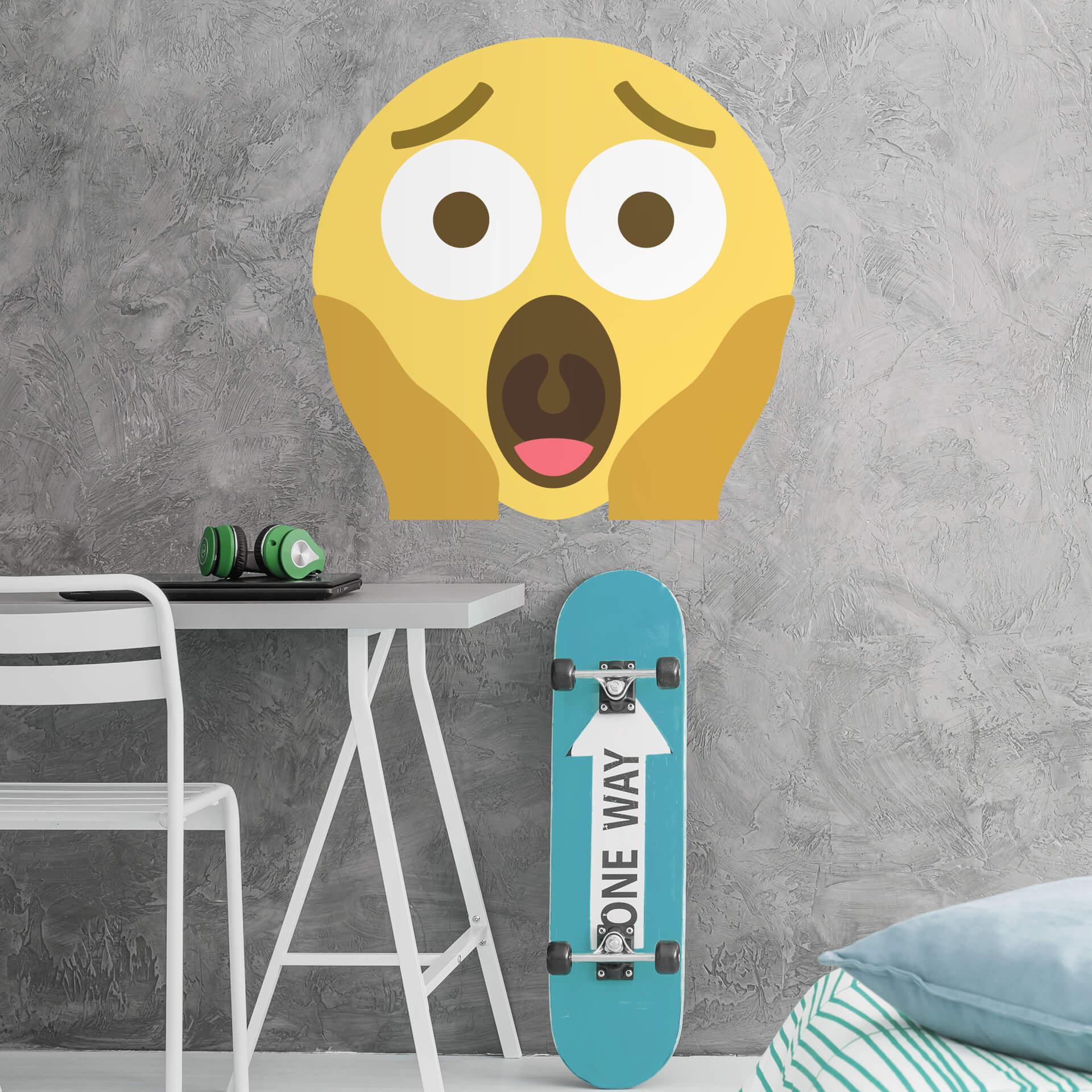 Muursticker Emoji Screaming in Fear
