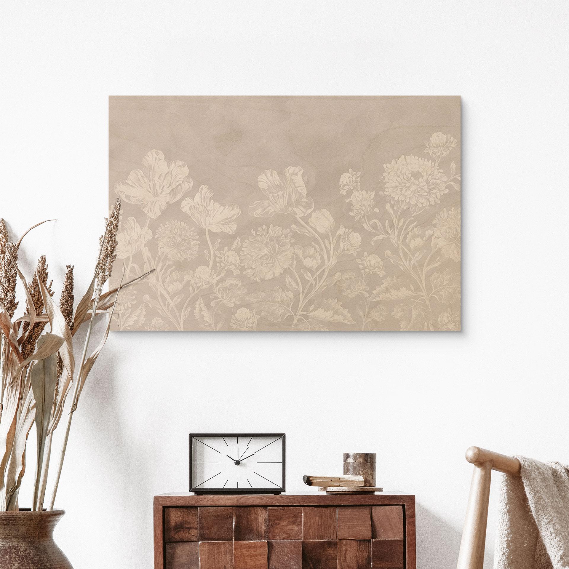 Billede af træ vilde blomster i kridtlook beige - Bloomery Decor