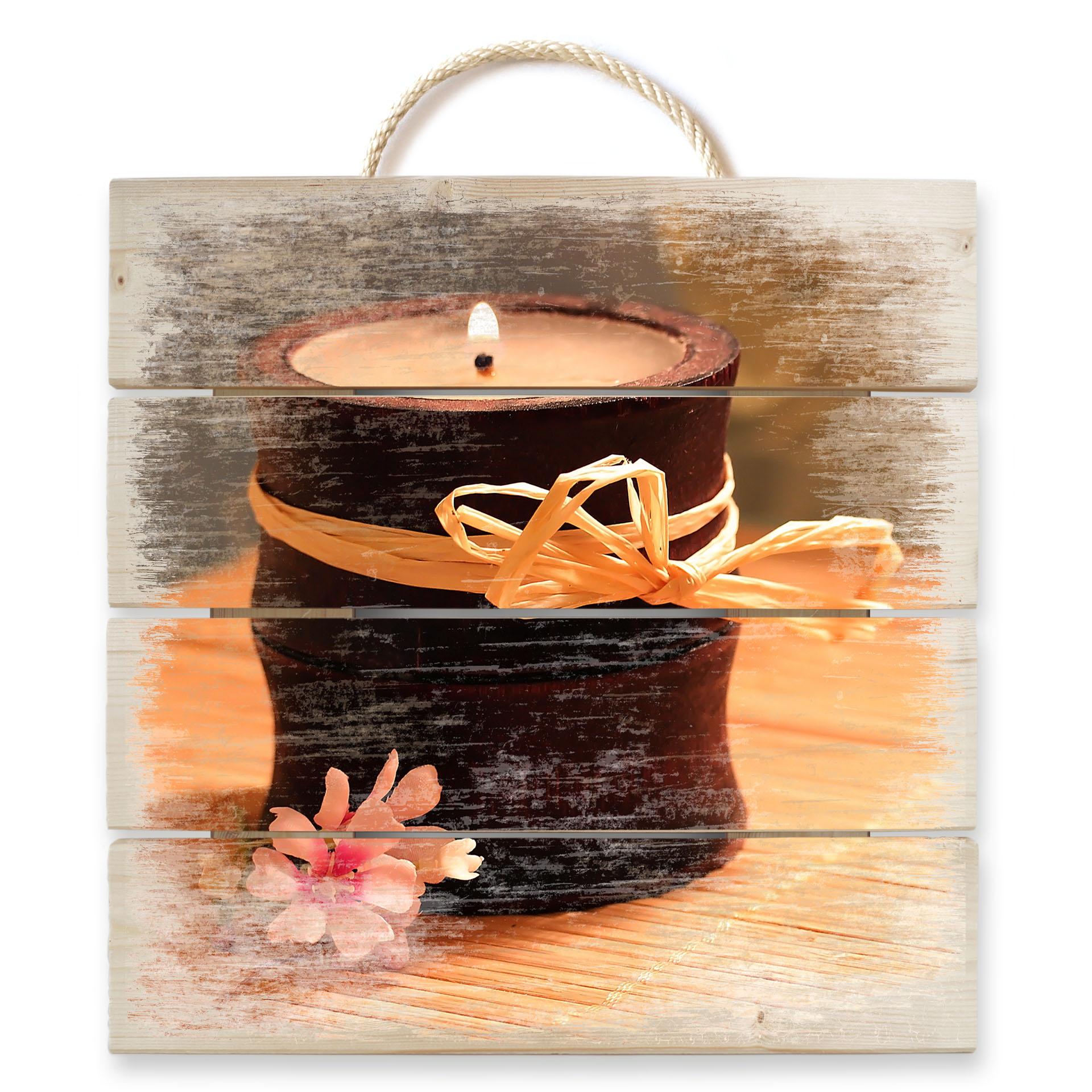 Cuadro de madera Vela Wellness - 40x41,5 cm