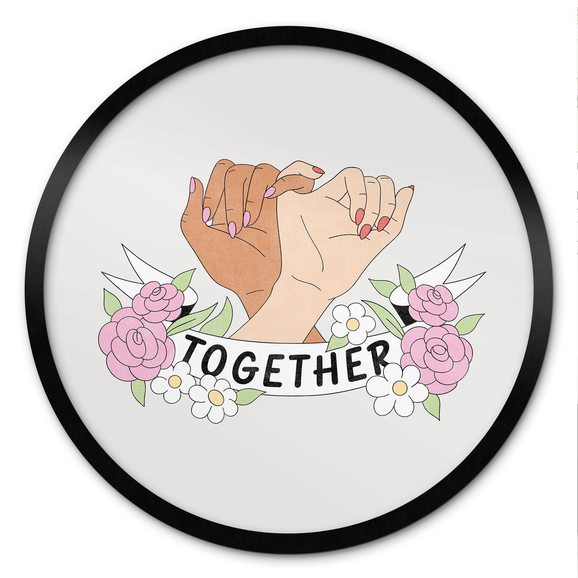 Plakat Together Sisterhood Floral Hands - Rund