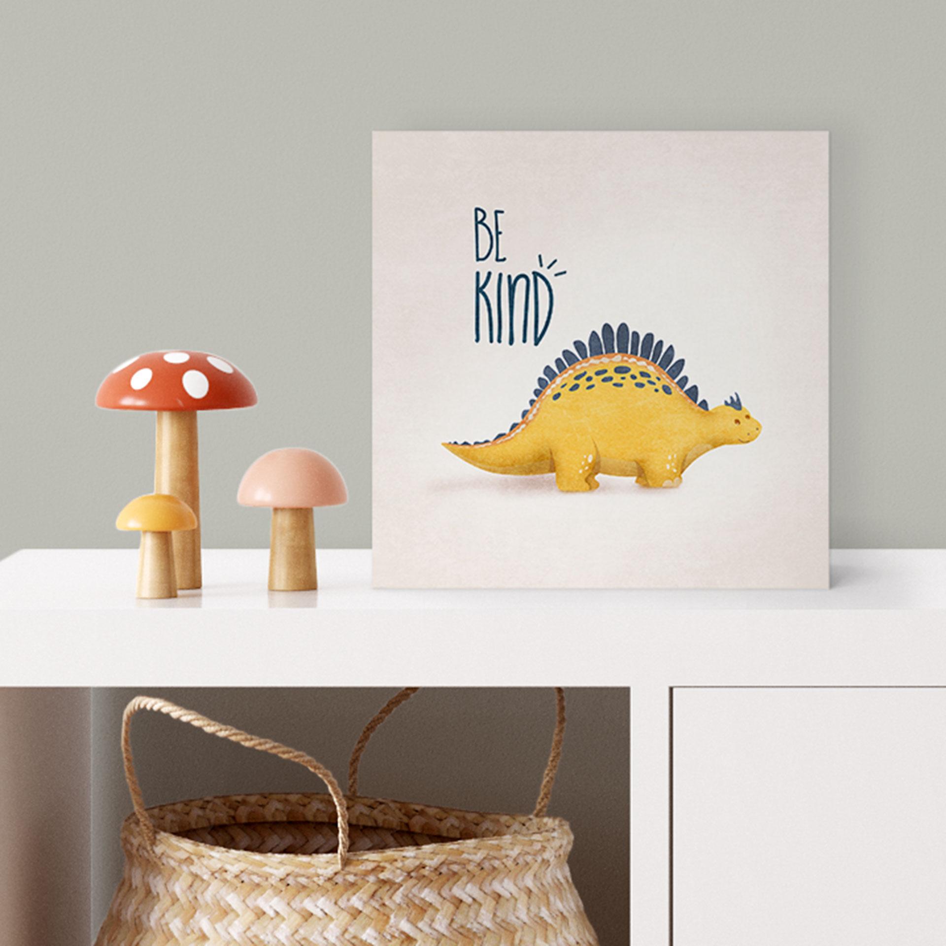 Træ dekoration blok Dino Be Kind - Stegosaurus - Tunaboylu