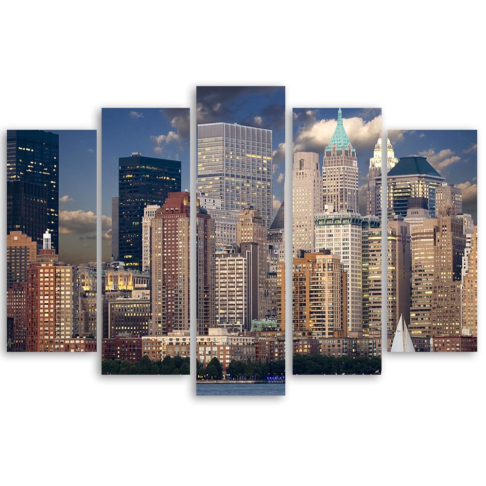 5-delige canvasprint, New York Manhattan City