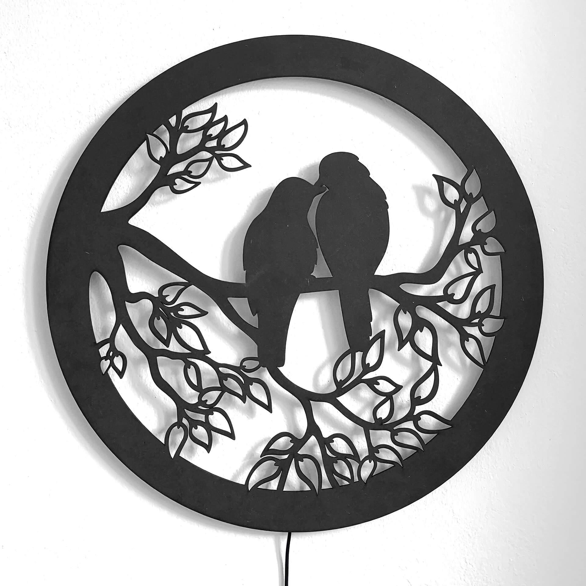Decorazione luminosa a LED in MDF - Uccellini