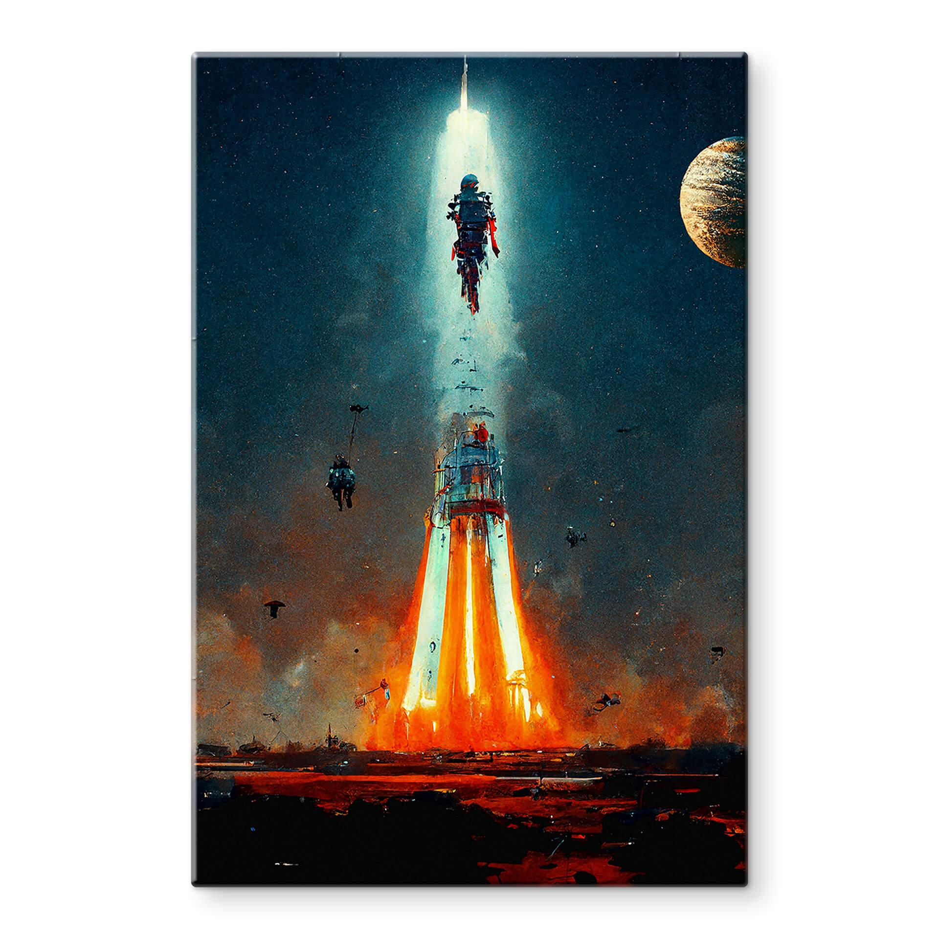 Glasschilderij Heine - De ruimte in - raketlancering - Astro Cruise