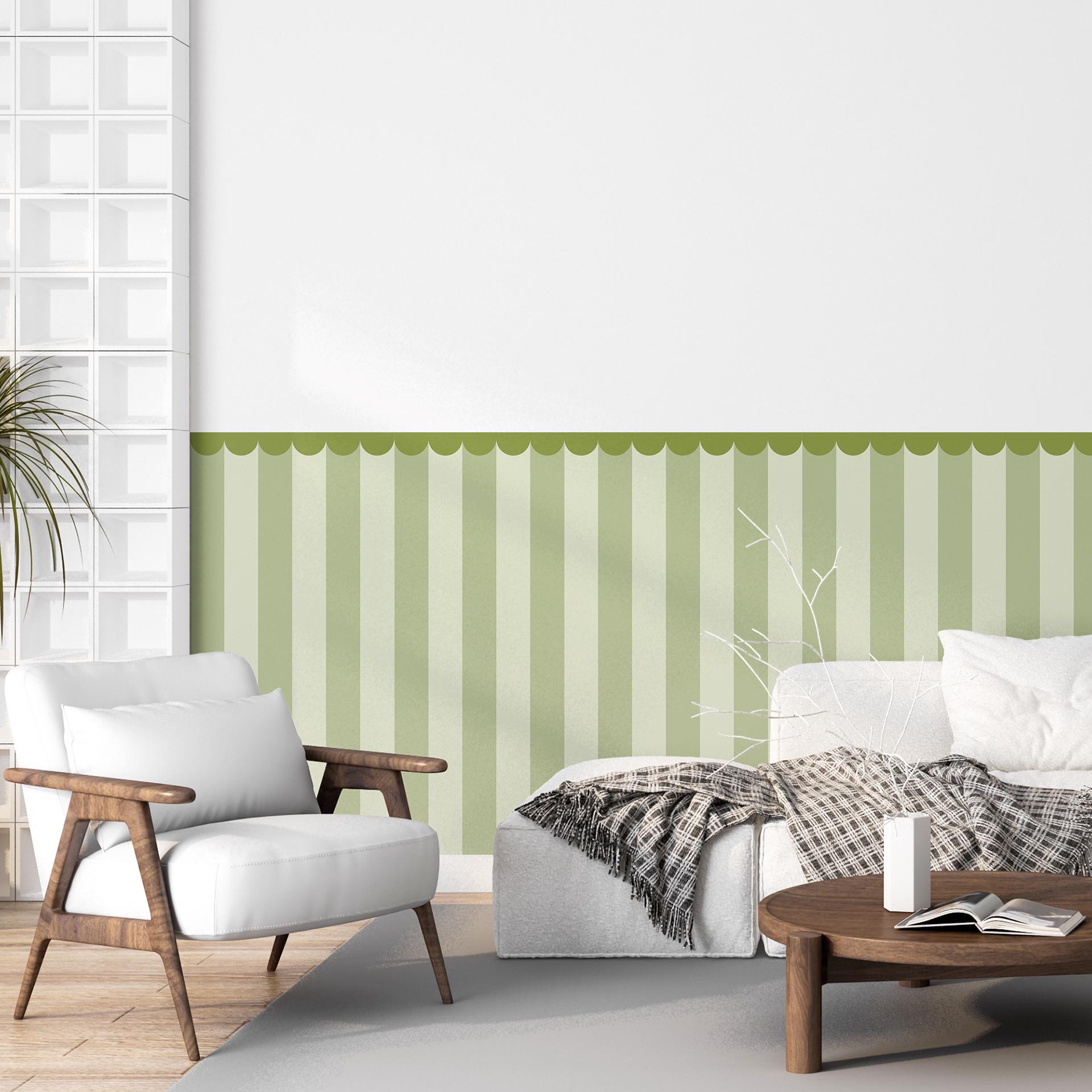 Wandpanelen Wandbekleding zelfklevend groen gestreept met rand