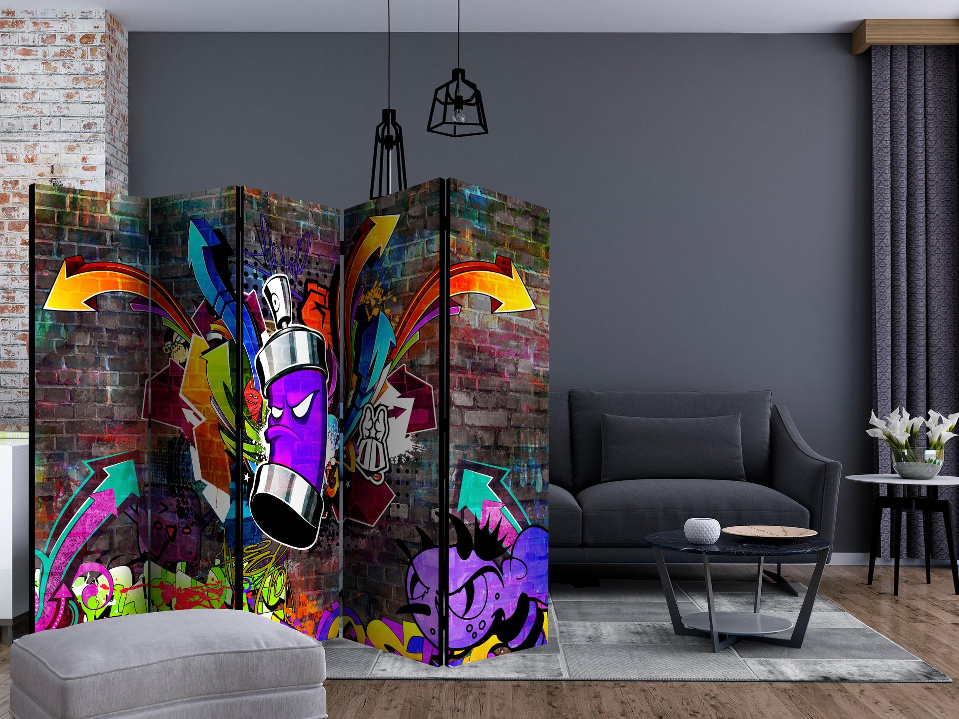Divisorio - Graffiti: un'esplosione di colori , 5 pezzi - 225x172 cm