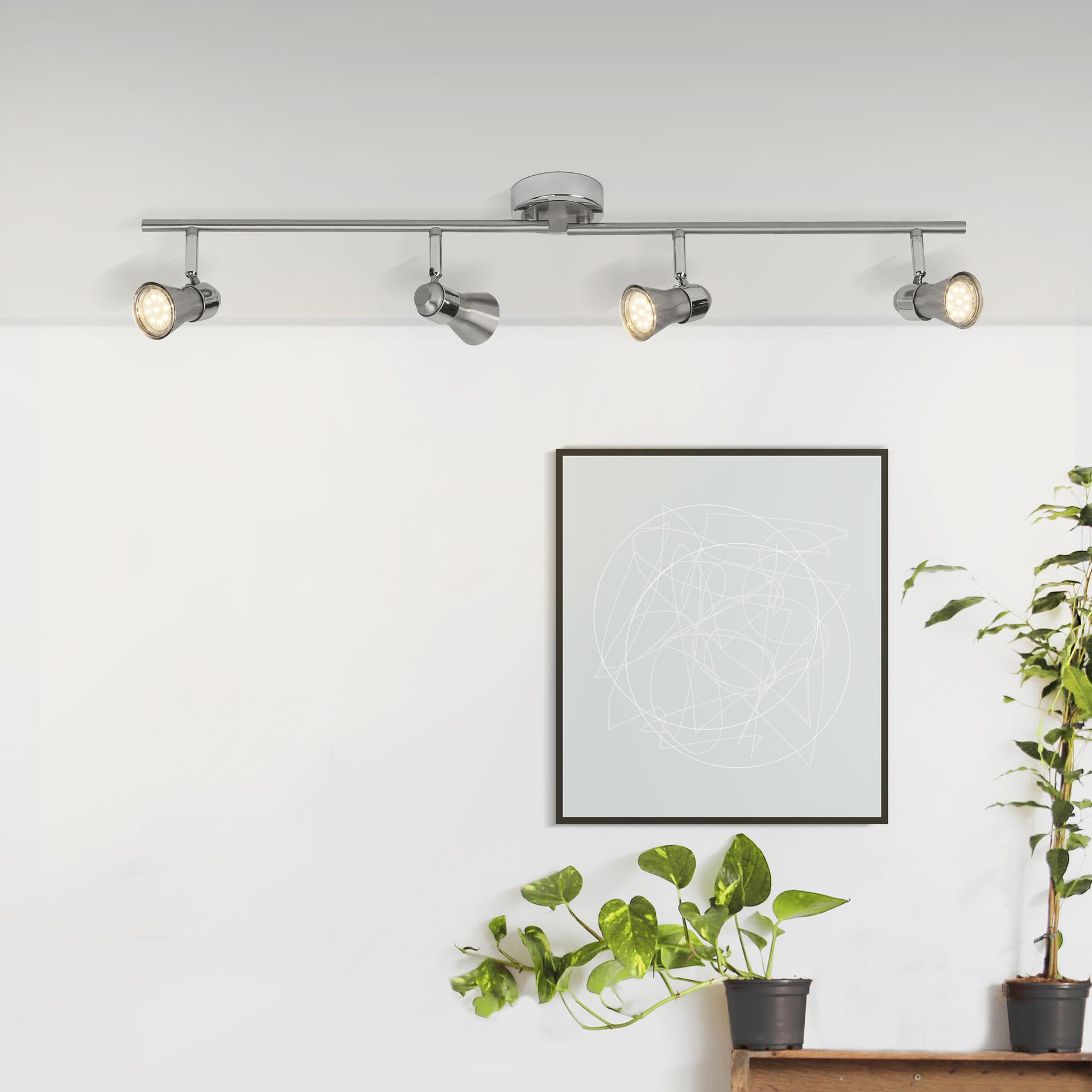 Deckenleuchte Mona, silber, 15,5 x 70 cm, Metall Strahler
