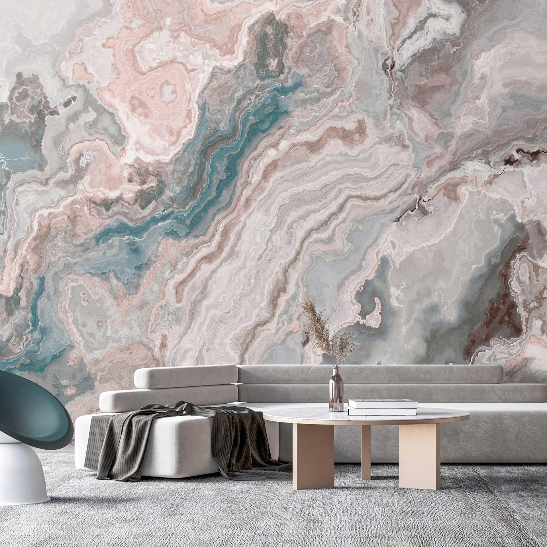 Fototapet med marmordesign i pastelfarver - non-woven tapet til elegant atmosfære