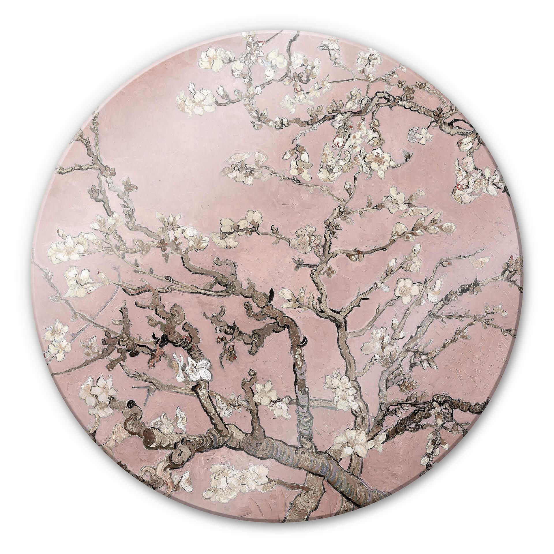 Glasschilderij van Gogh - Amandelbloesem roze