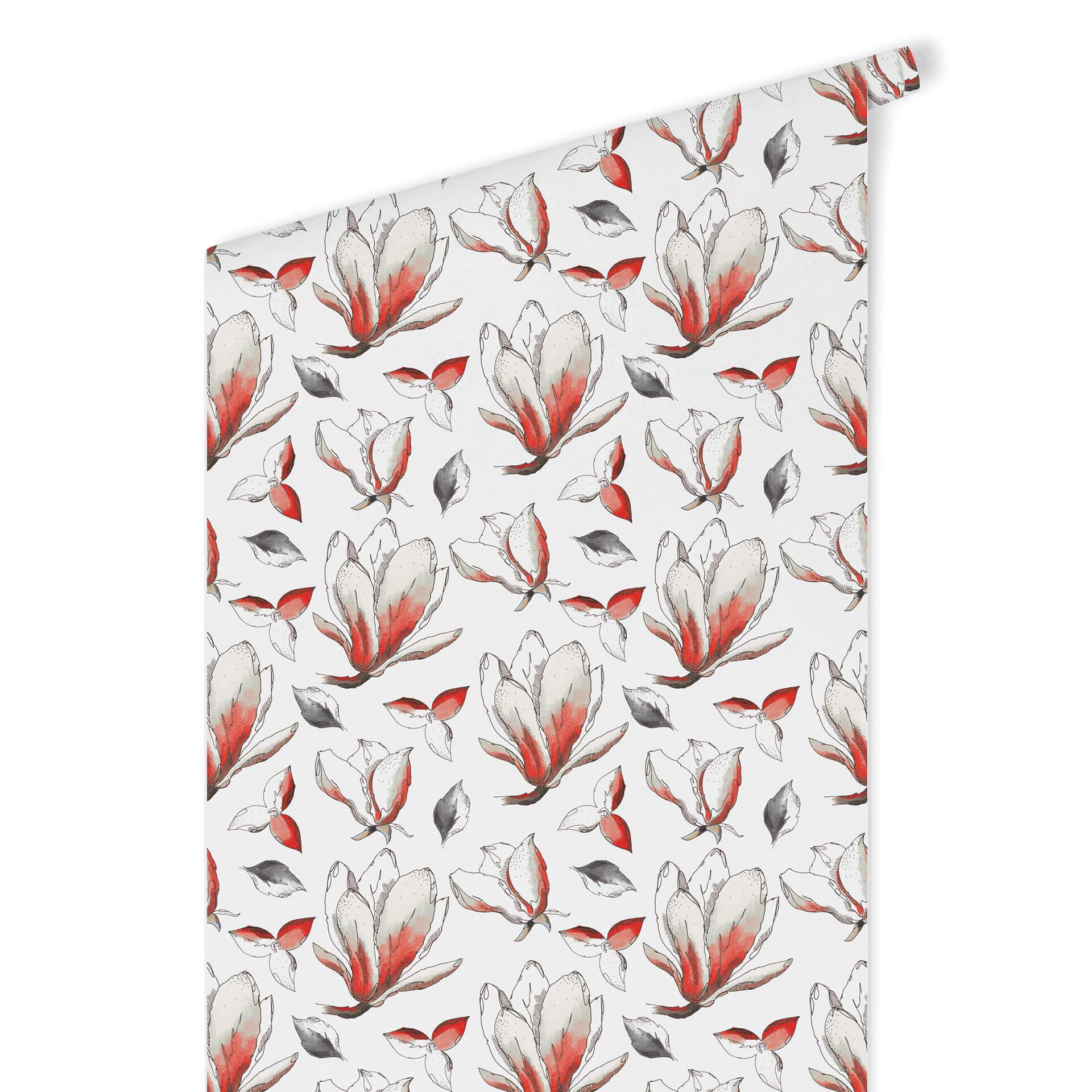 Patroonbehang – Illustrated Flowers – rood