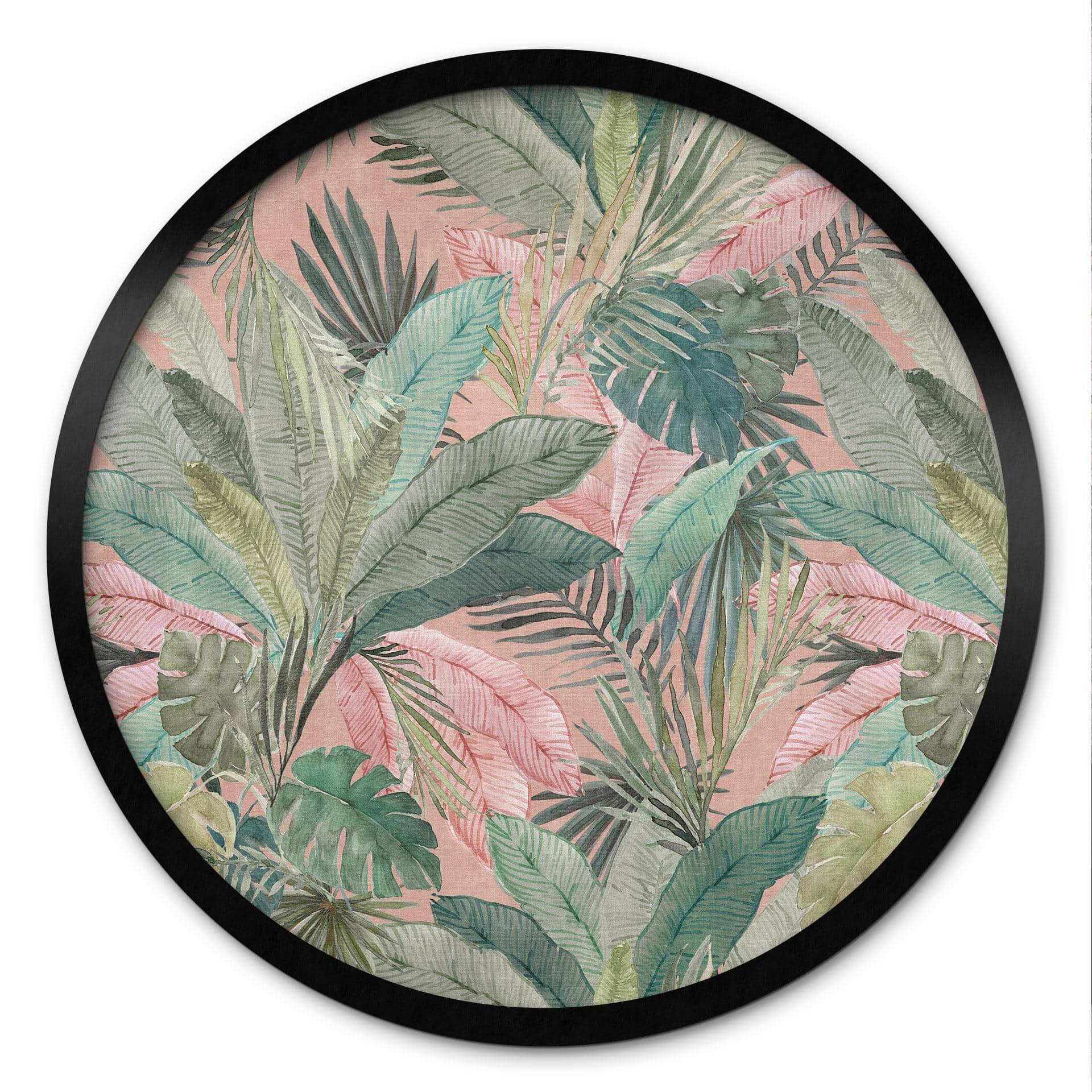 Plakat Tropical Leaves in the Jungle Pink - Bloomery Decor - Round