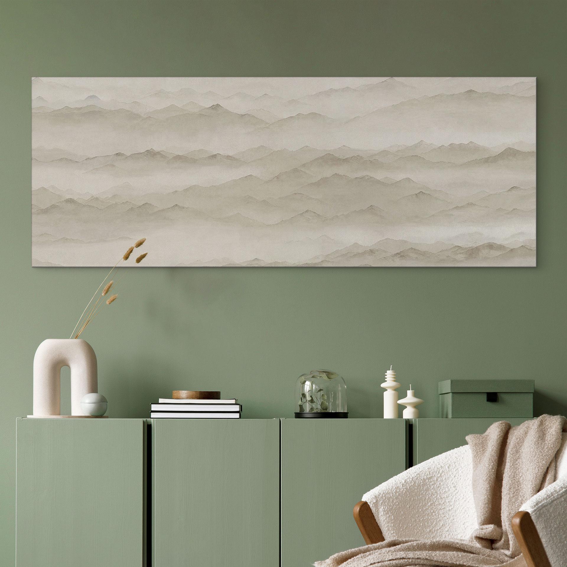 Stampa per Pareti Roerich Peaks - Paesaggio Montano Beige - Sir Edward x Grigory Gladarev - Alu-Dibond