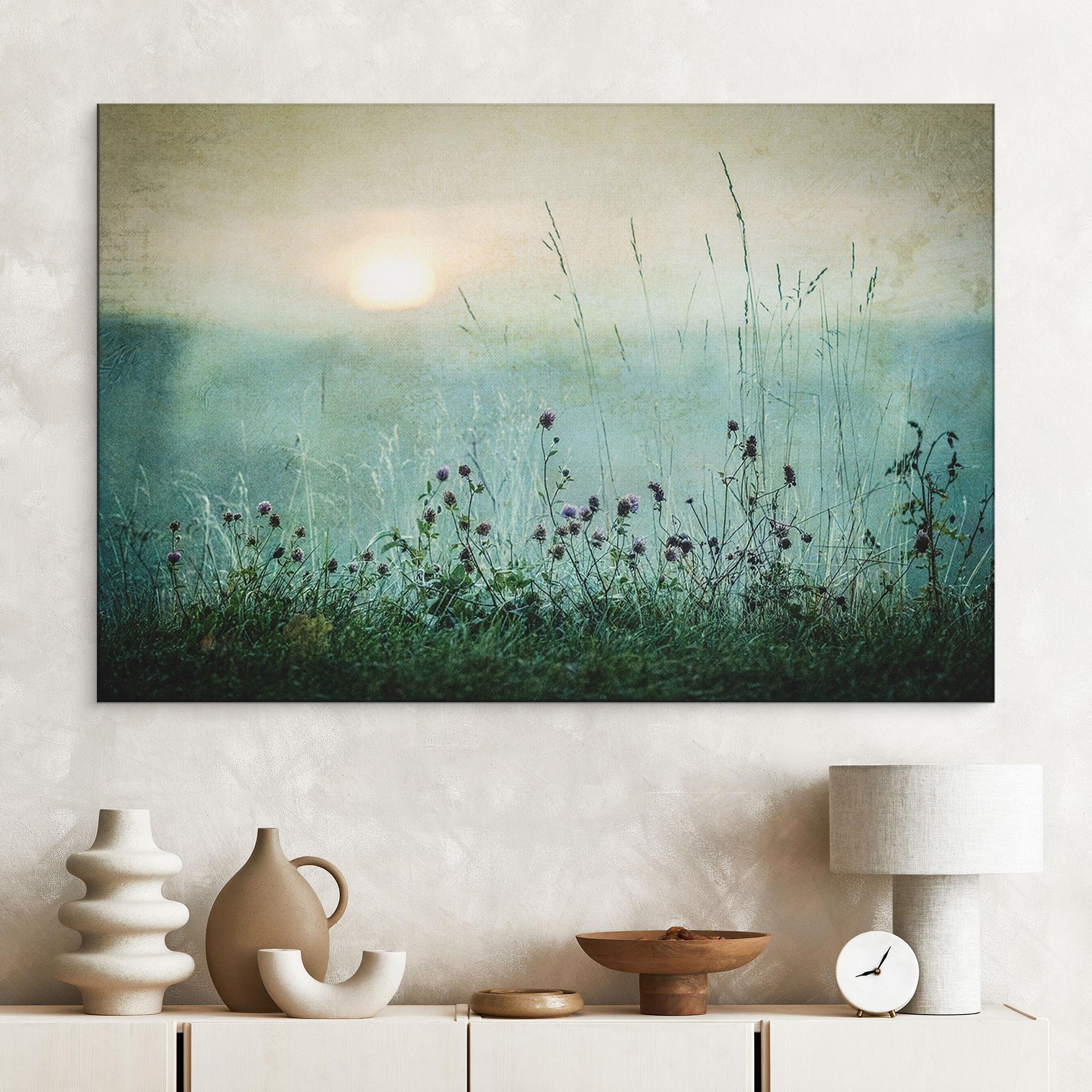 Wandbild Taubedeckter Sonnenaufgang - Kværnstrøm - Alu-Dibond