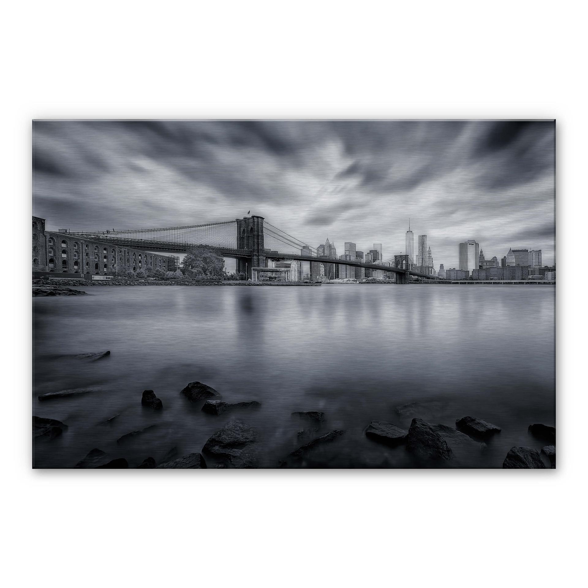 Alu-Dibond zilver effect Javier - Brooklyn Bridge