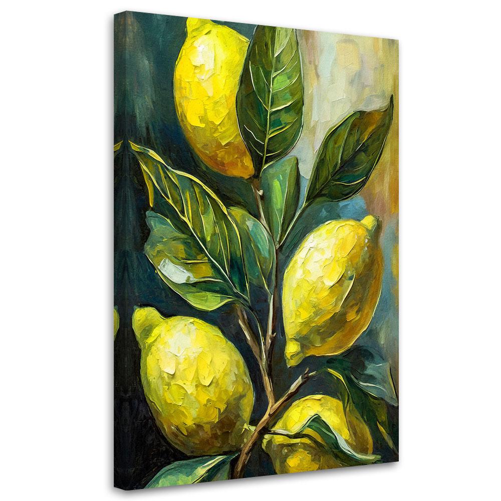 Canvasbillede, Citroner og blade