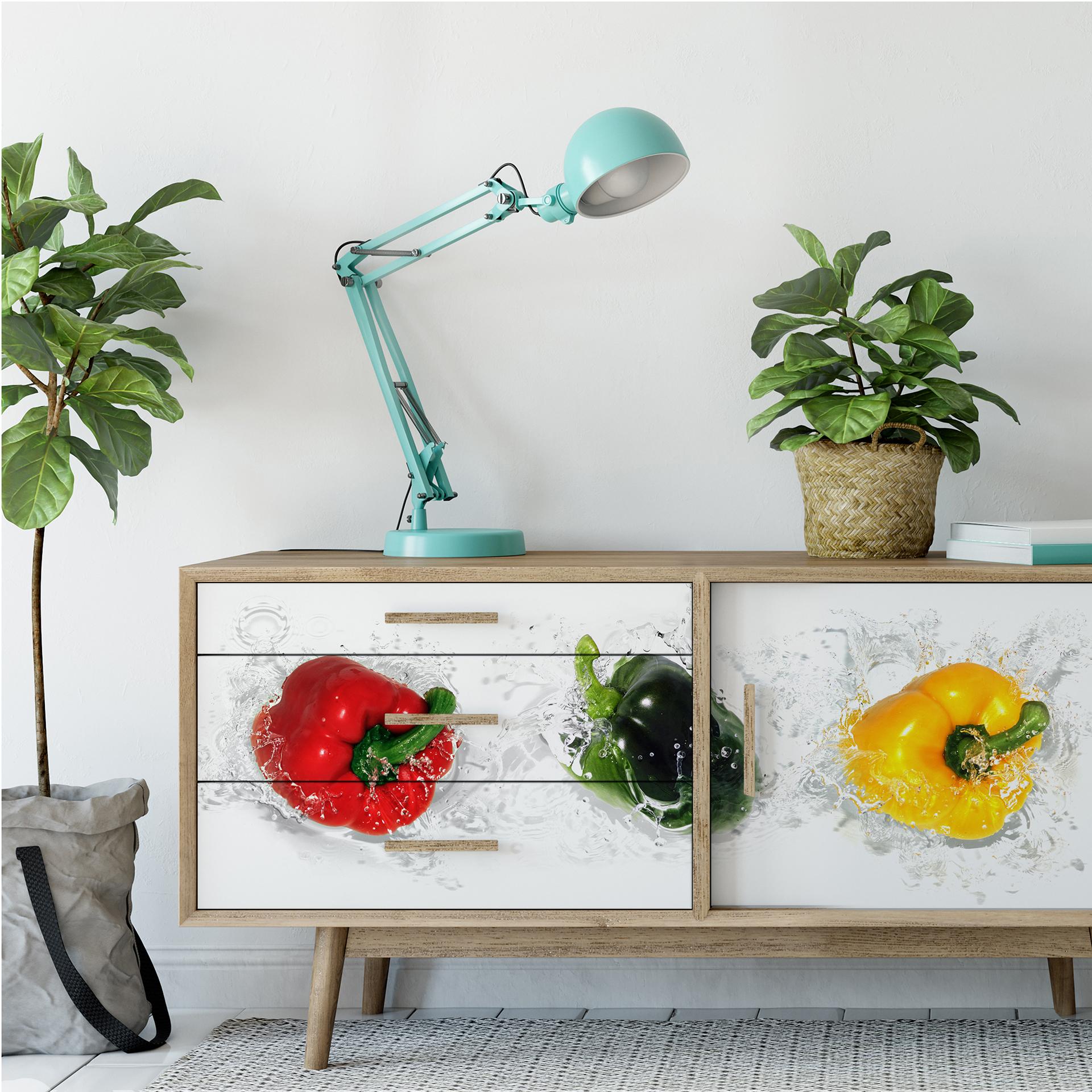 Muurprints - Splashing Paprika - Panorama