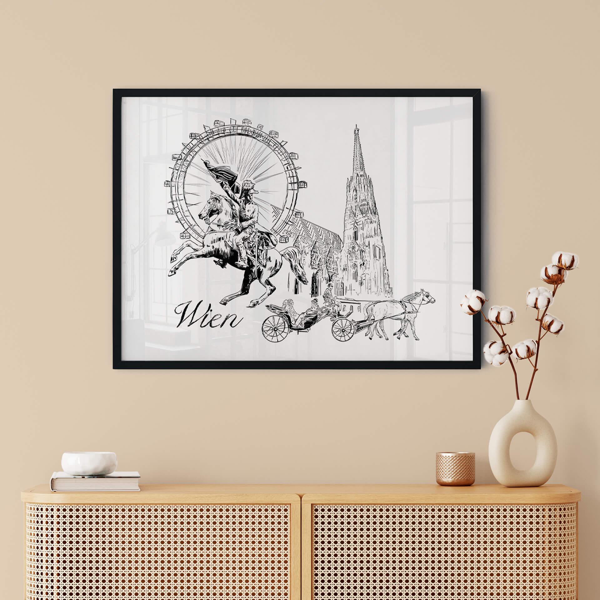 Poster Love your City - Wien - schwarz-weiß