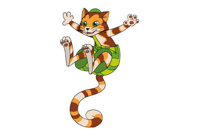 Fensterbild Pettersson und Findus - Springender Findus