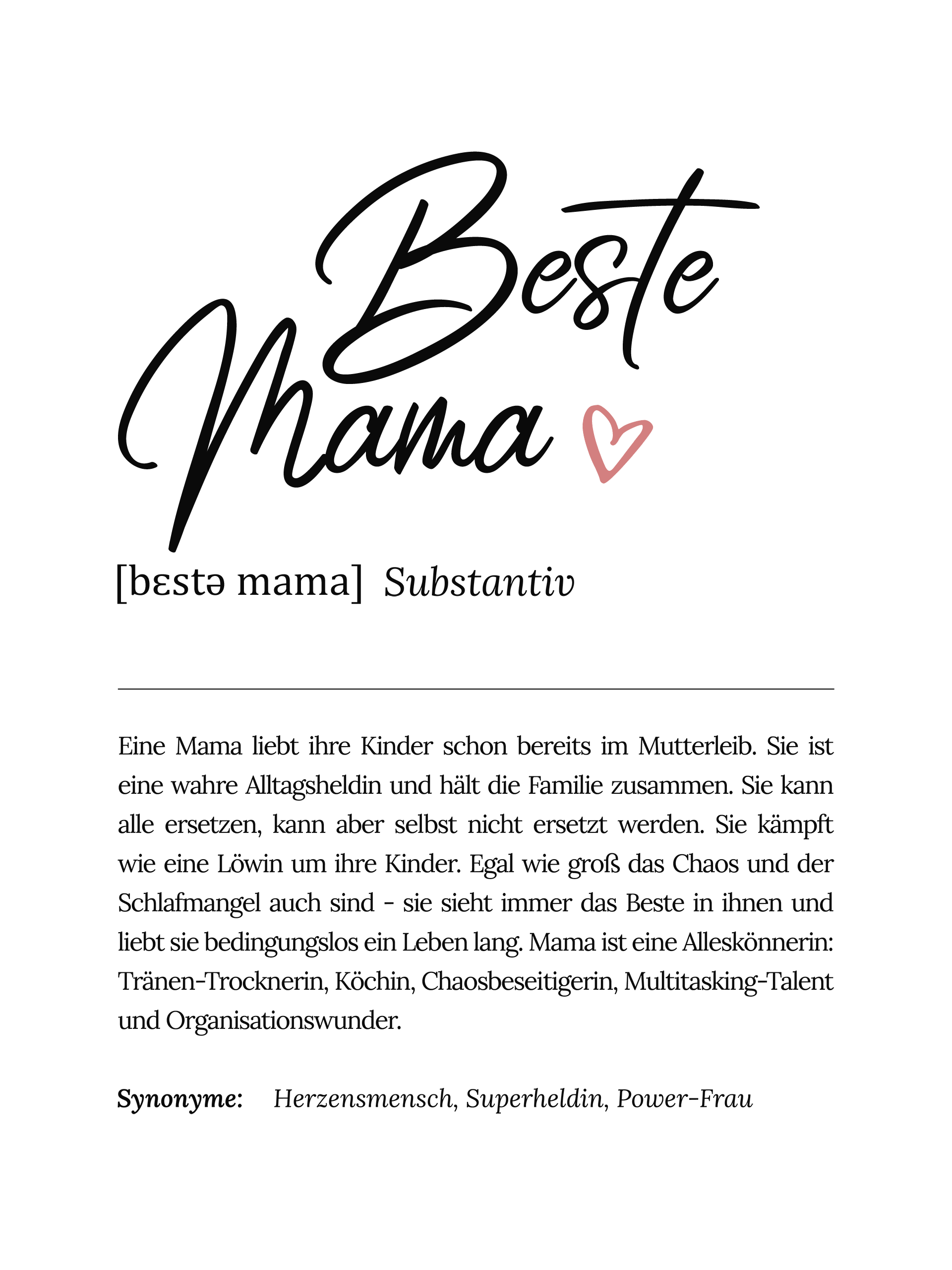 Personalisiertes Poster Definition - Beste Mama