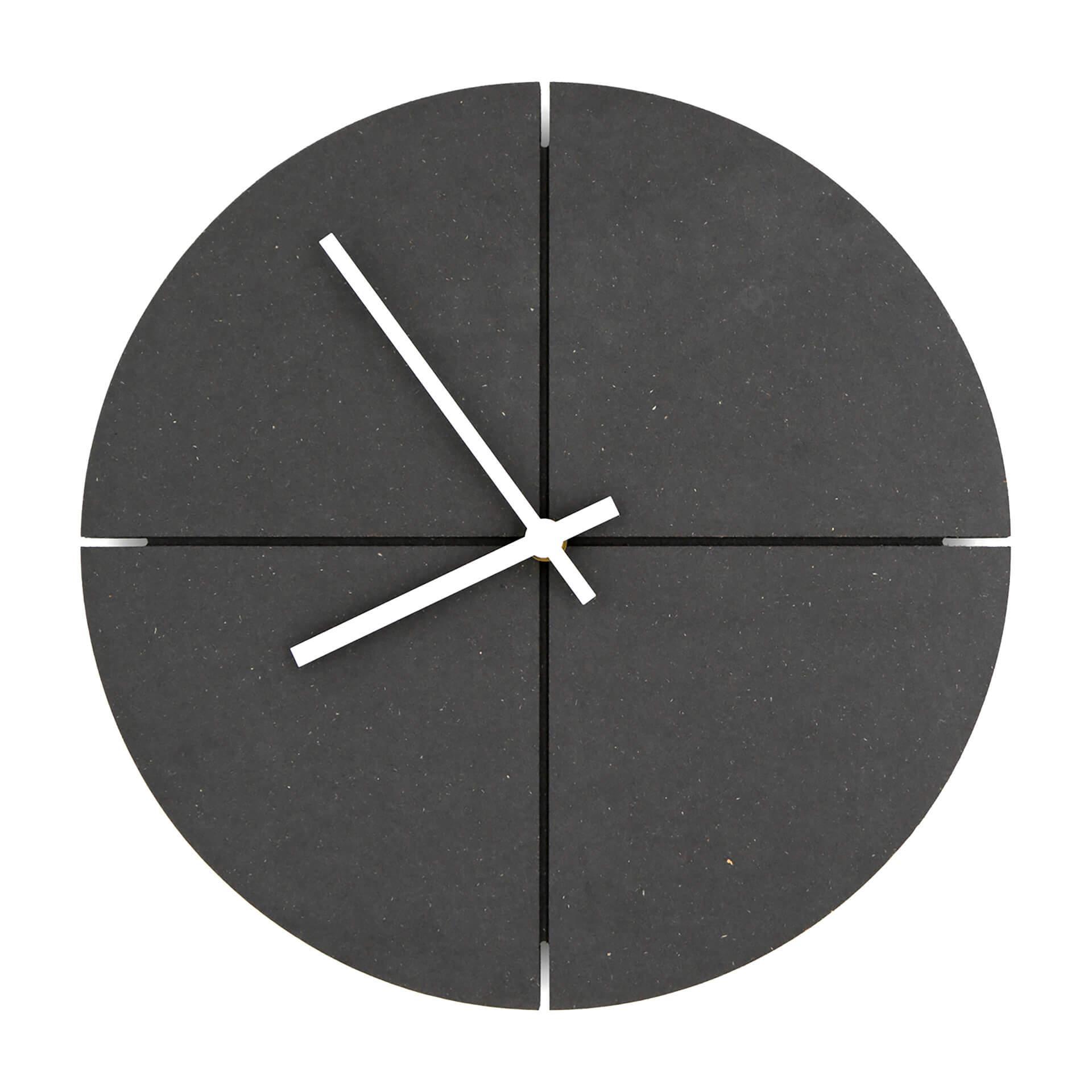 MDF Wanduhr schwarz lautlos - Rund Ø30 cm