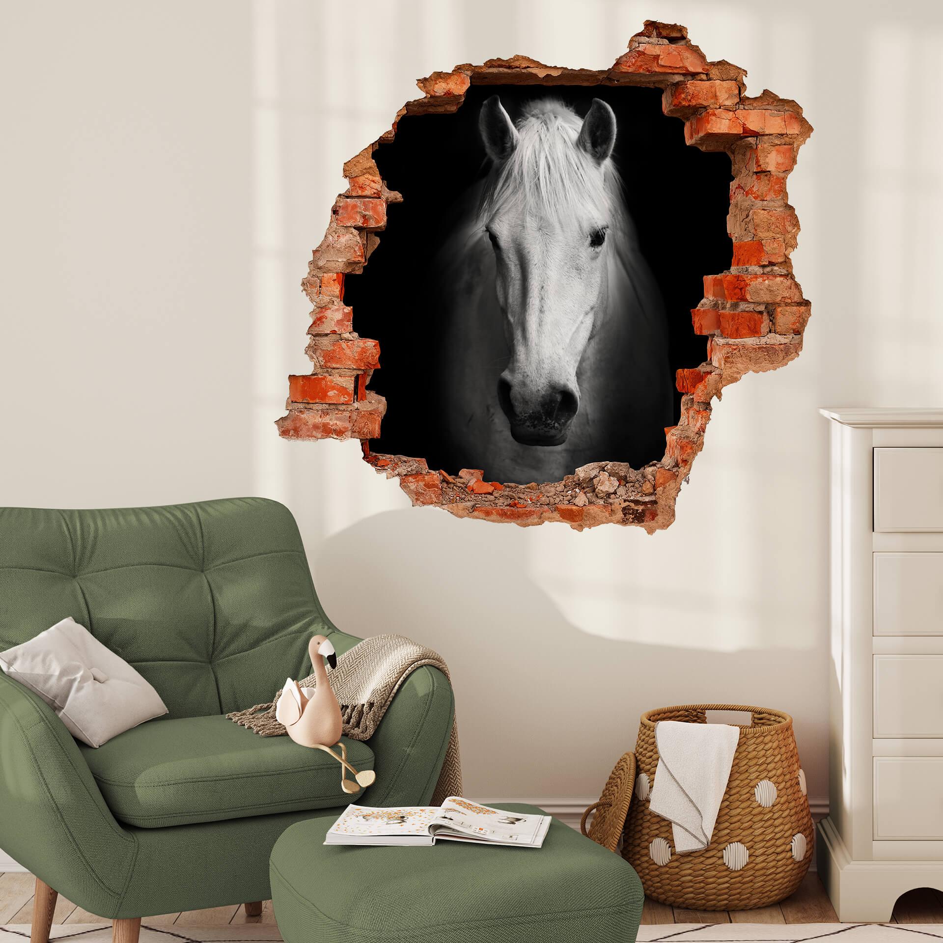 3D Muursticker Wit Paard