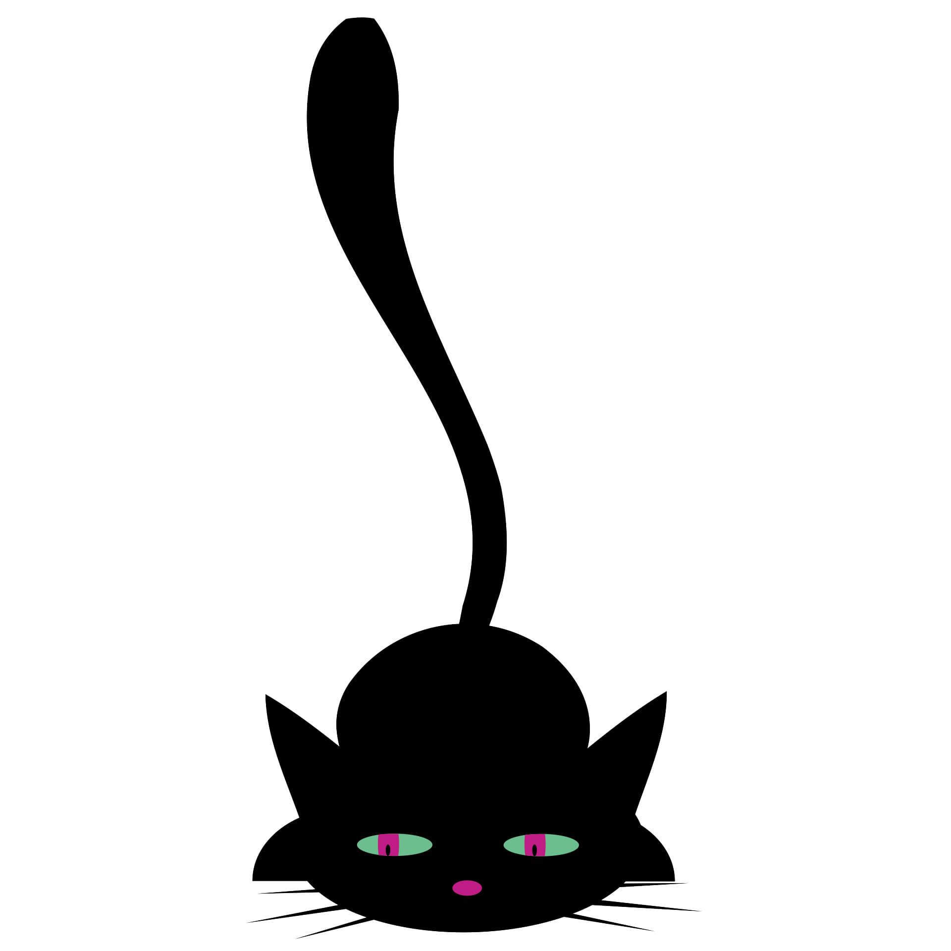 Muursticker Zwarte Kat op de Loer