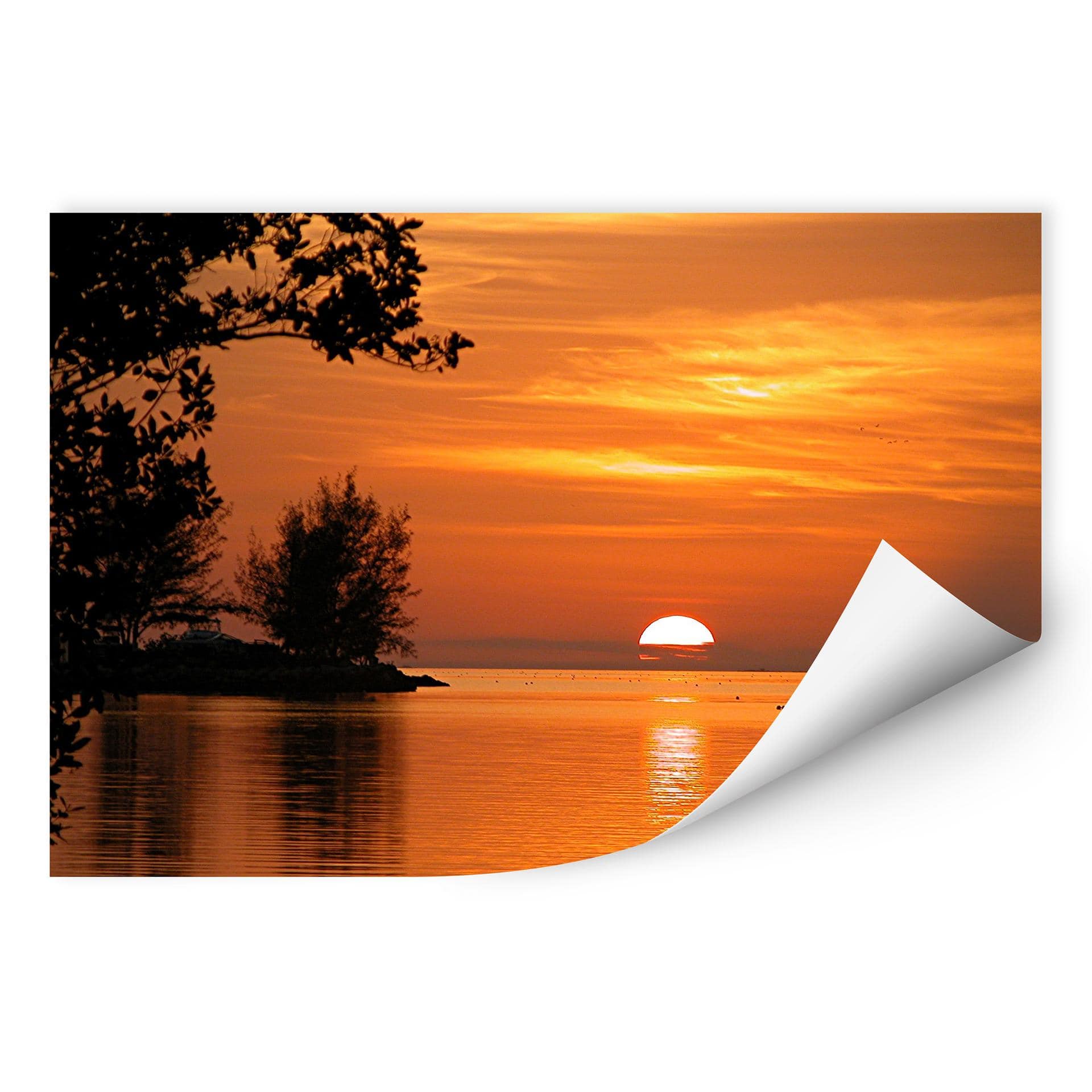 Zelfklevende Poster - Evening at the Lake