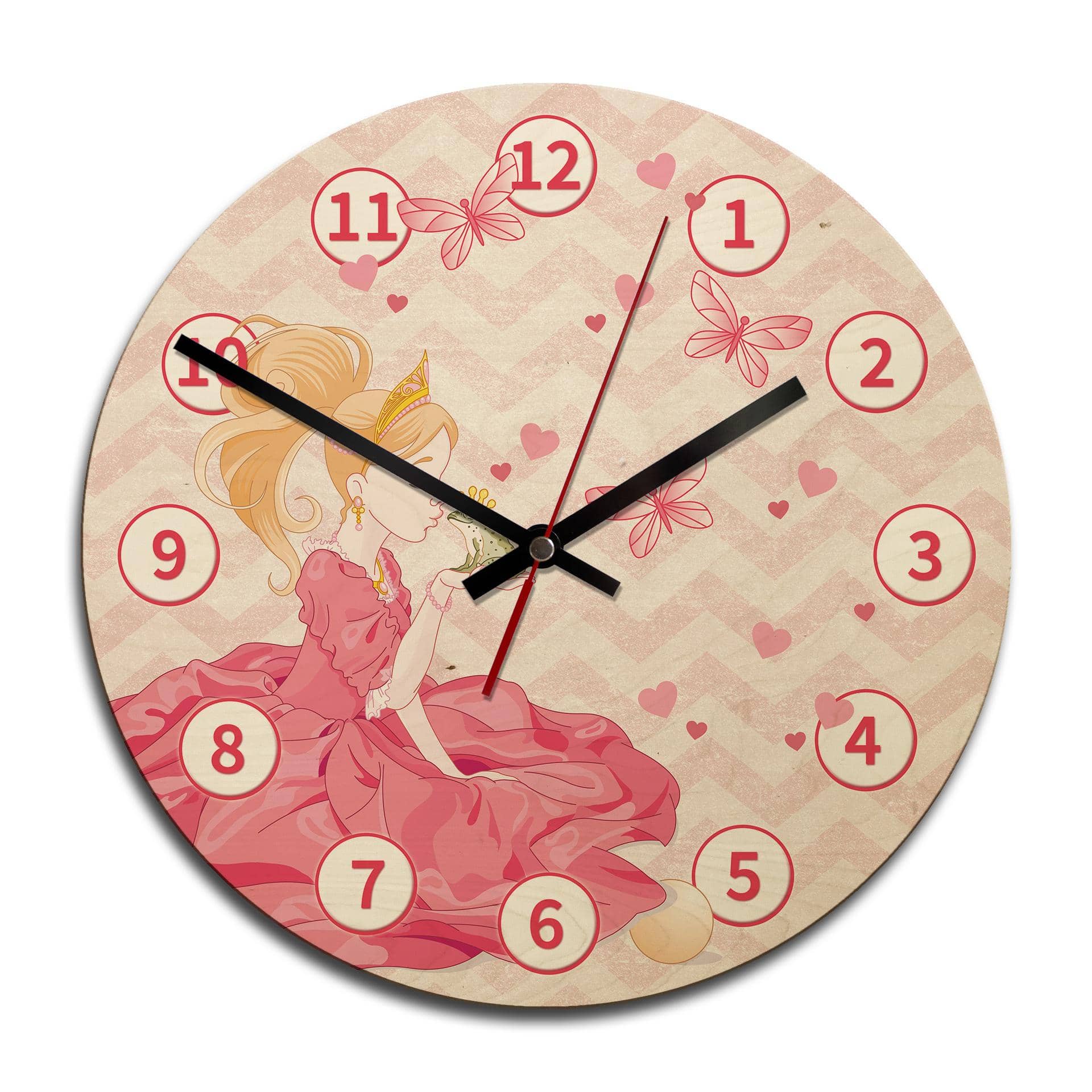 Horloge murale en bois - La princesse et la grenouille