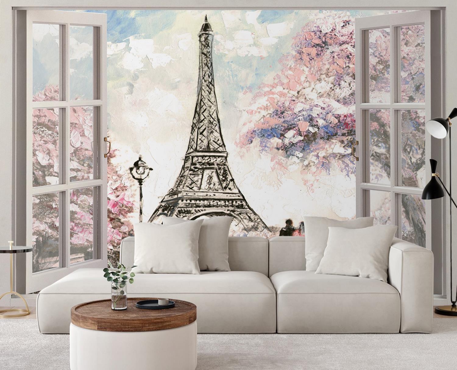 Fototapete Fensterblicklick Eiffelturm Paris France