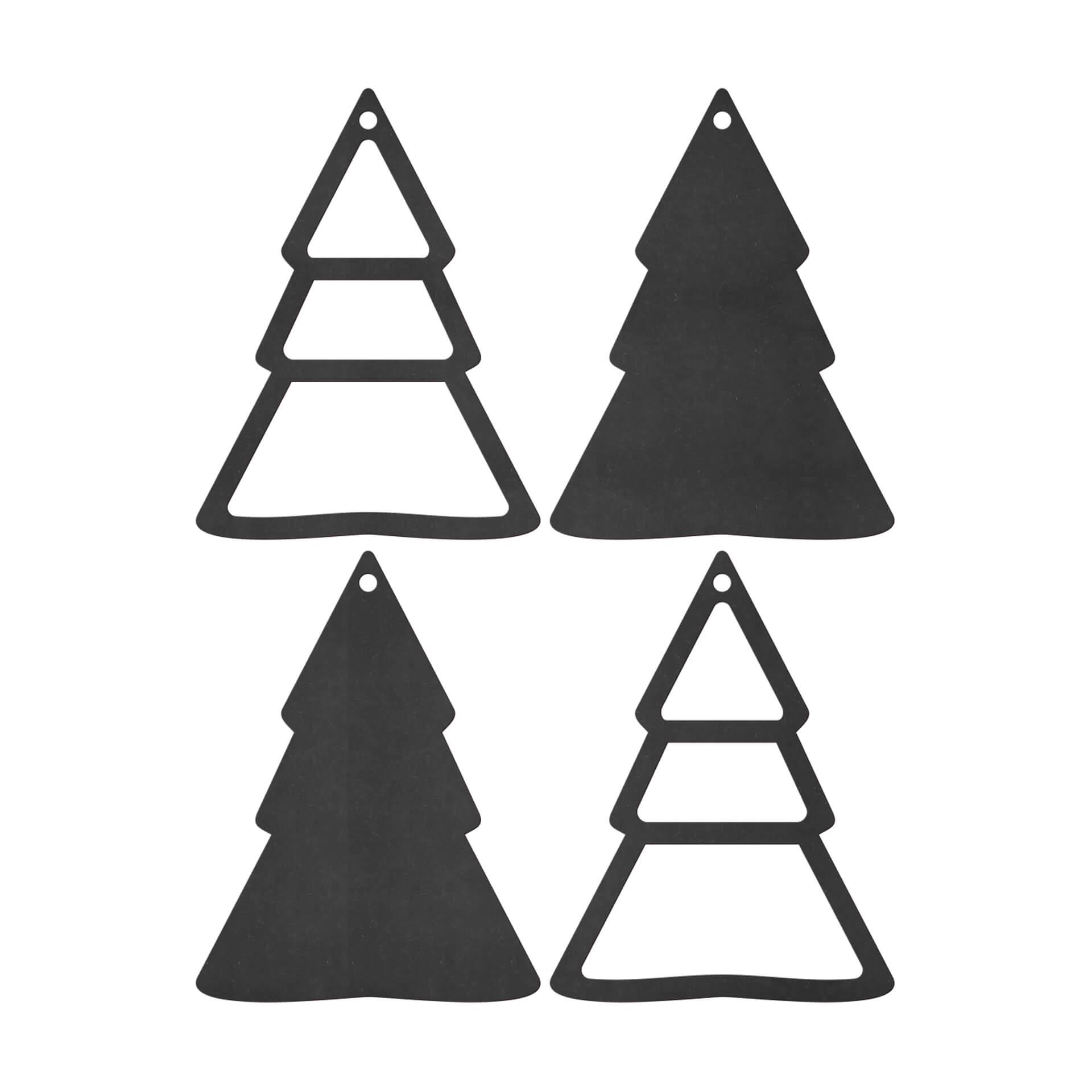 Decoración en madera - Colgante árbol de Navidad MDF (4 piezas) - 8x10 cm c/u