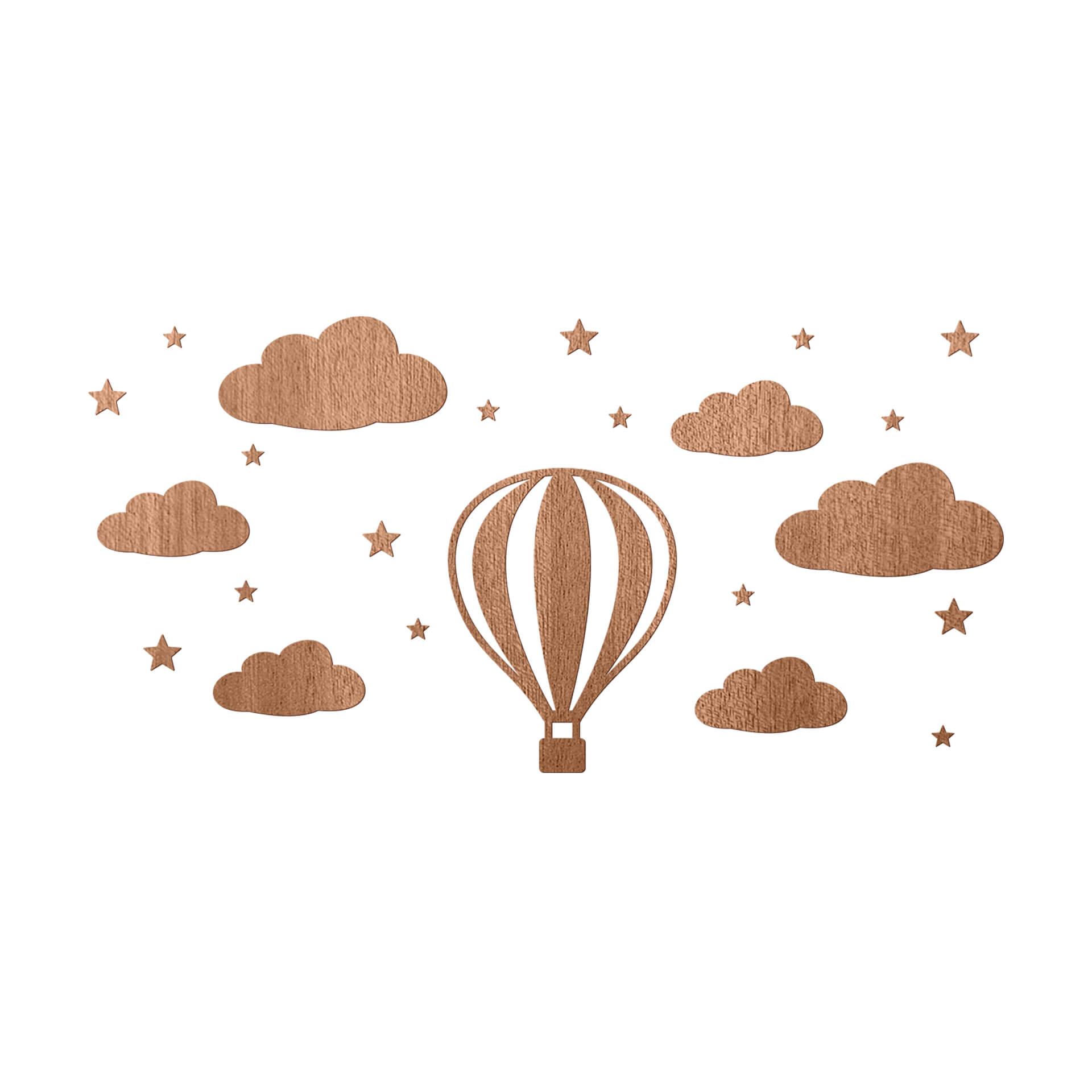 Houten Wanddecoratie Mahoniefineer Luchtballon met Sterren