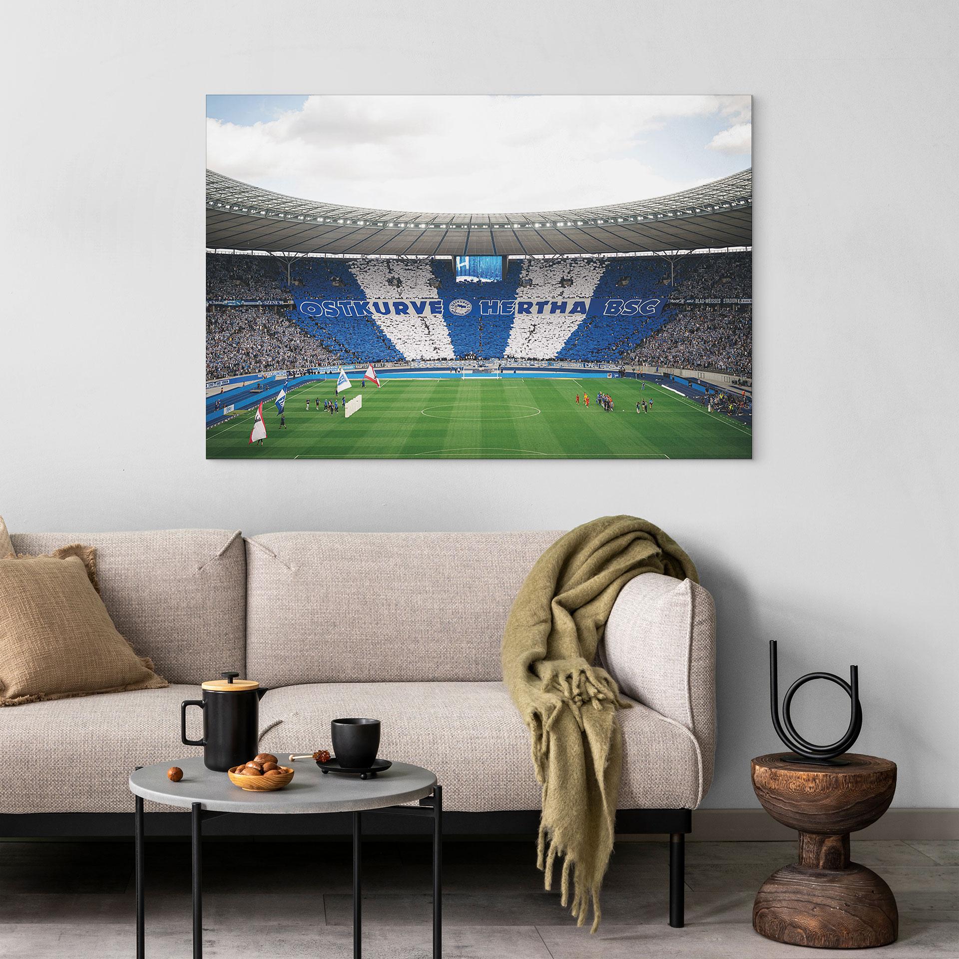 Wandbild Hertha BSC - Blau-weiße Choreo im Olympiastadion - Alu-Dibond