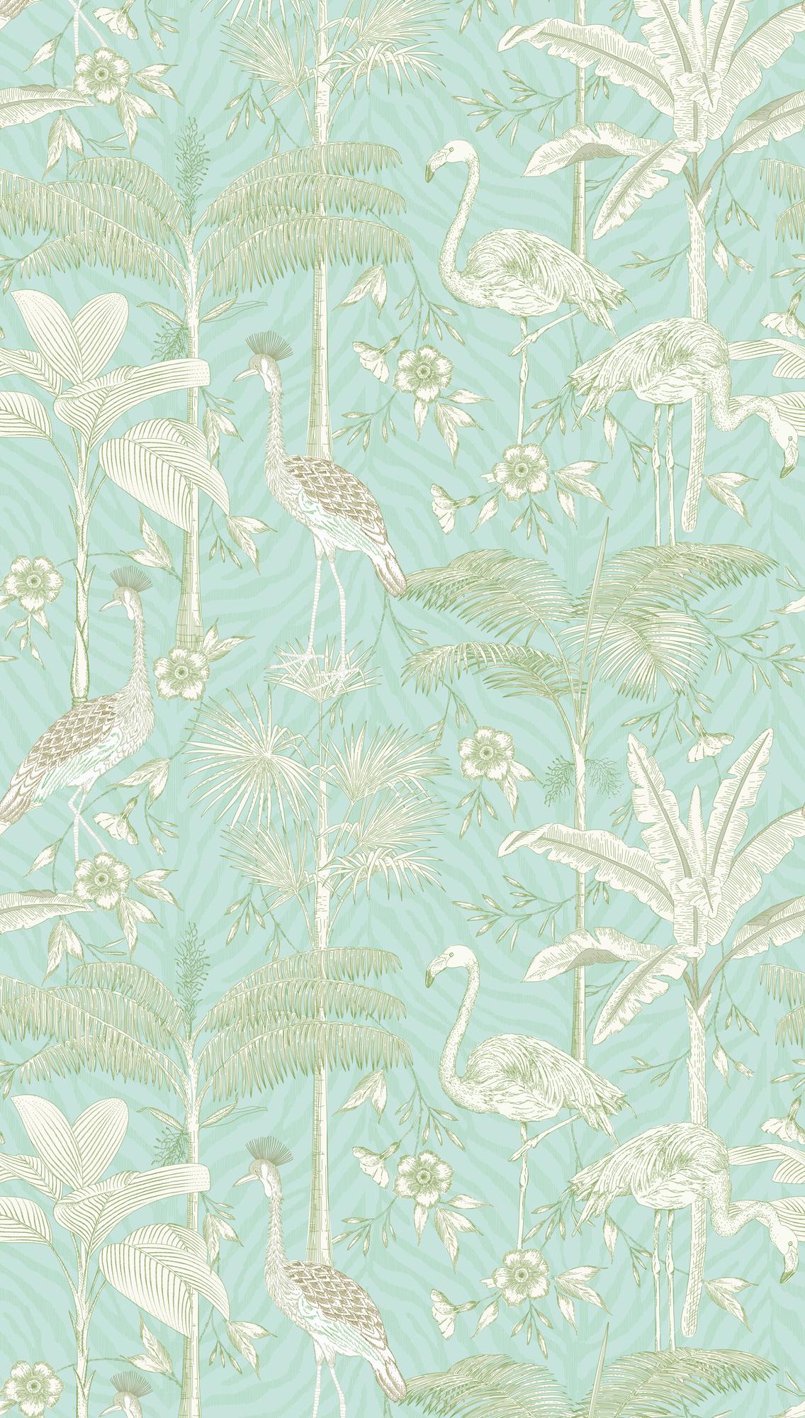 dieren behang turquoise wit - vliesbehang insecten & dieren Livingwalls - mat en glad