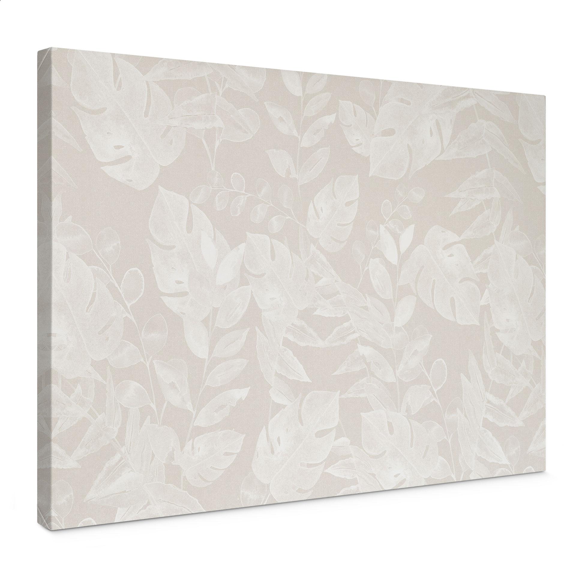 Canvasbillede tropiske blade beige - Bloomery Decor