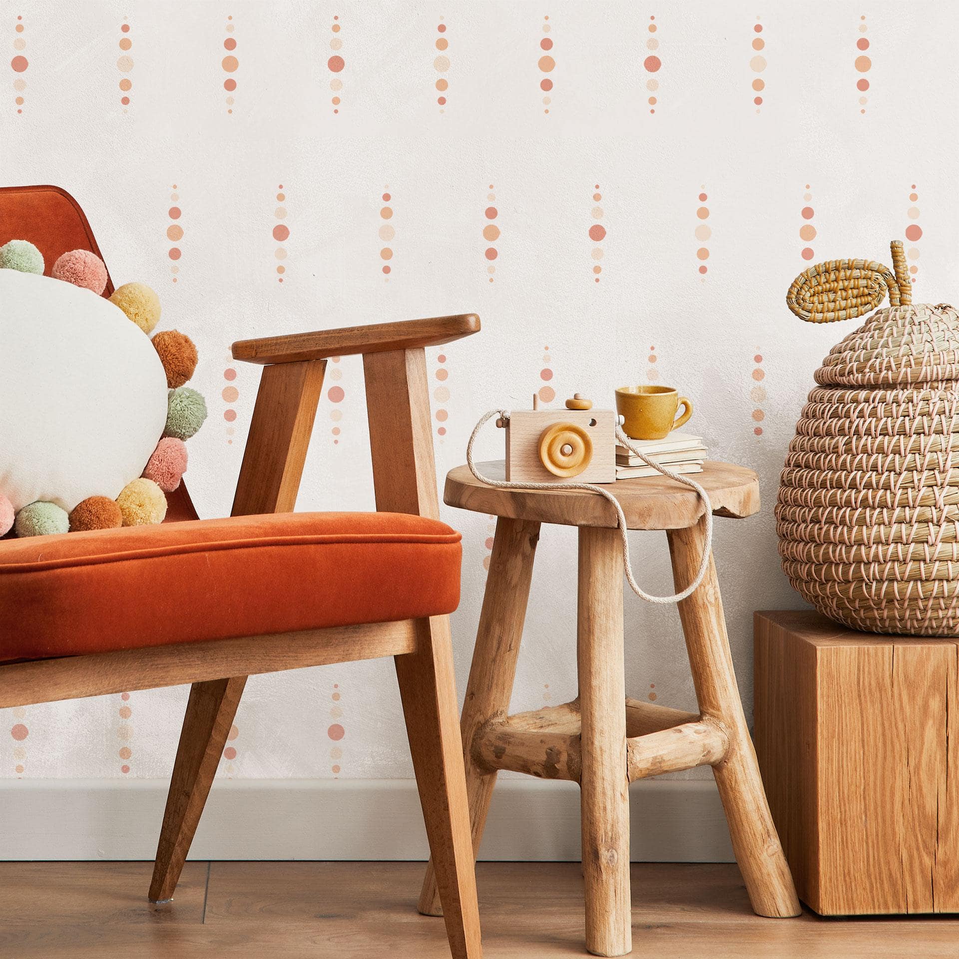 Wallsticker former - Geometriske cirkler i abrikos