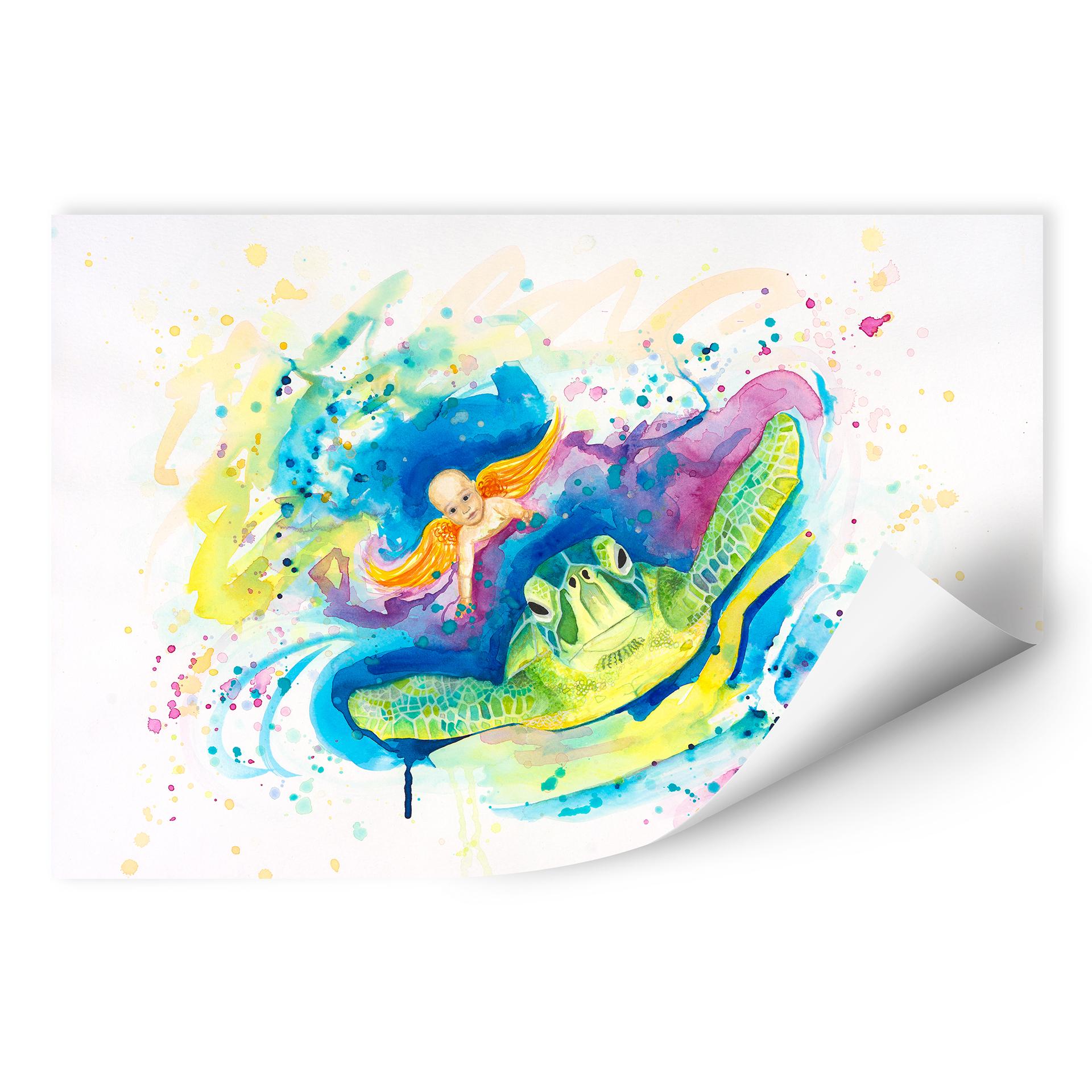 Wallprint Buttafly - Endangered green sea turtle