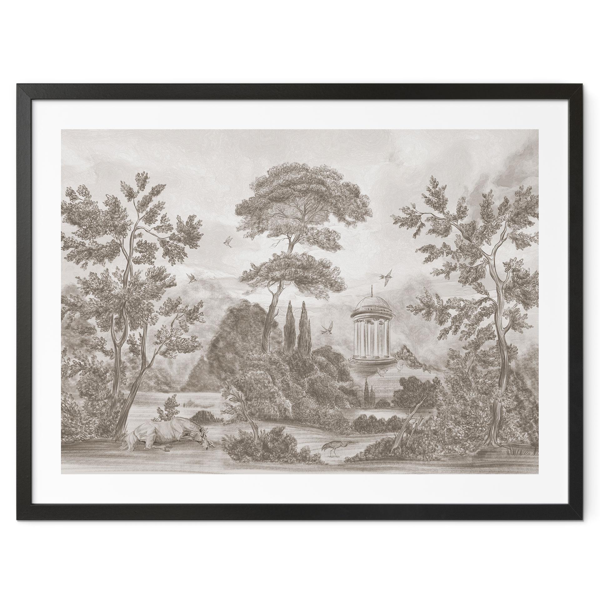 Poster Landschaft mit Gartenlandschaft in Beige - Ms Tiff