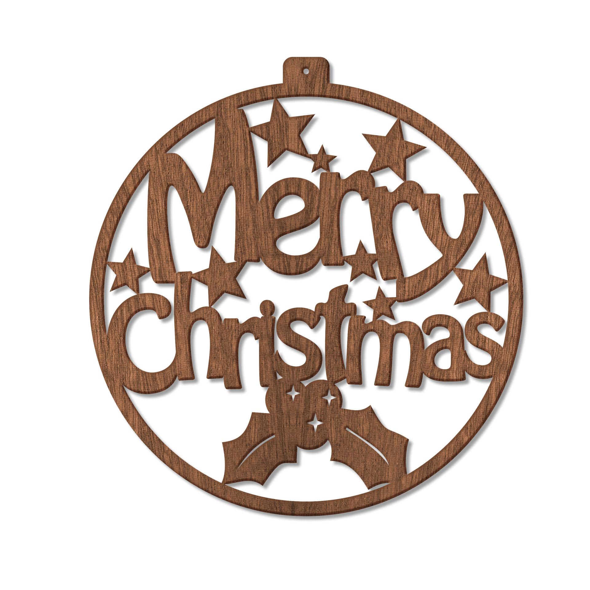 Hout – Merry Christmas – mahonie