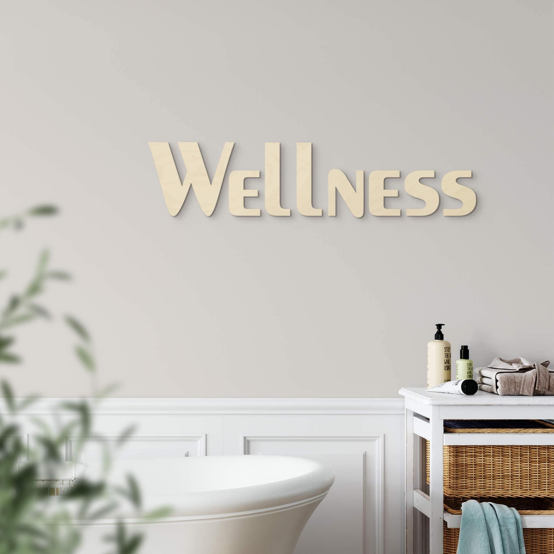 Wellness - bogstaver i træ