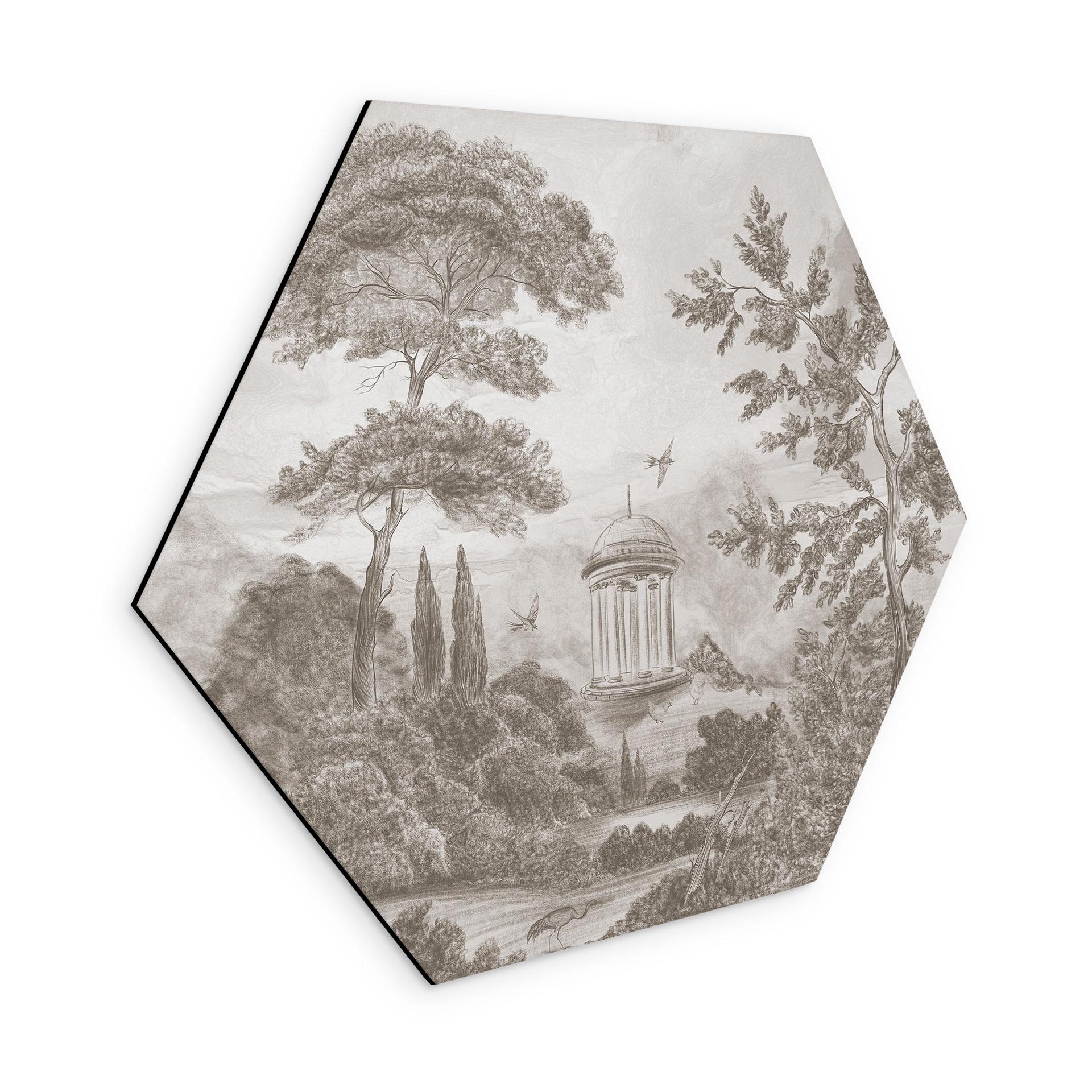 Wanddecoratie Landschap met tuinlandschap in beige - Ms Tiff - Alu-Dibond